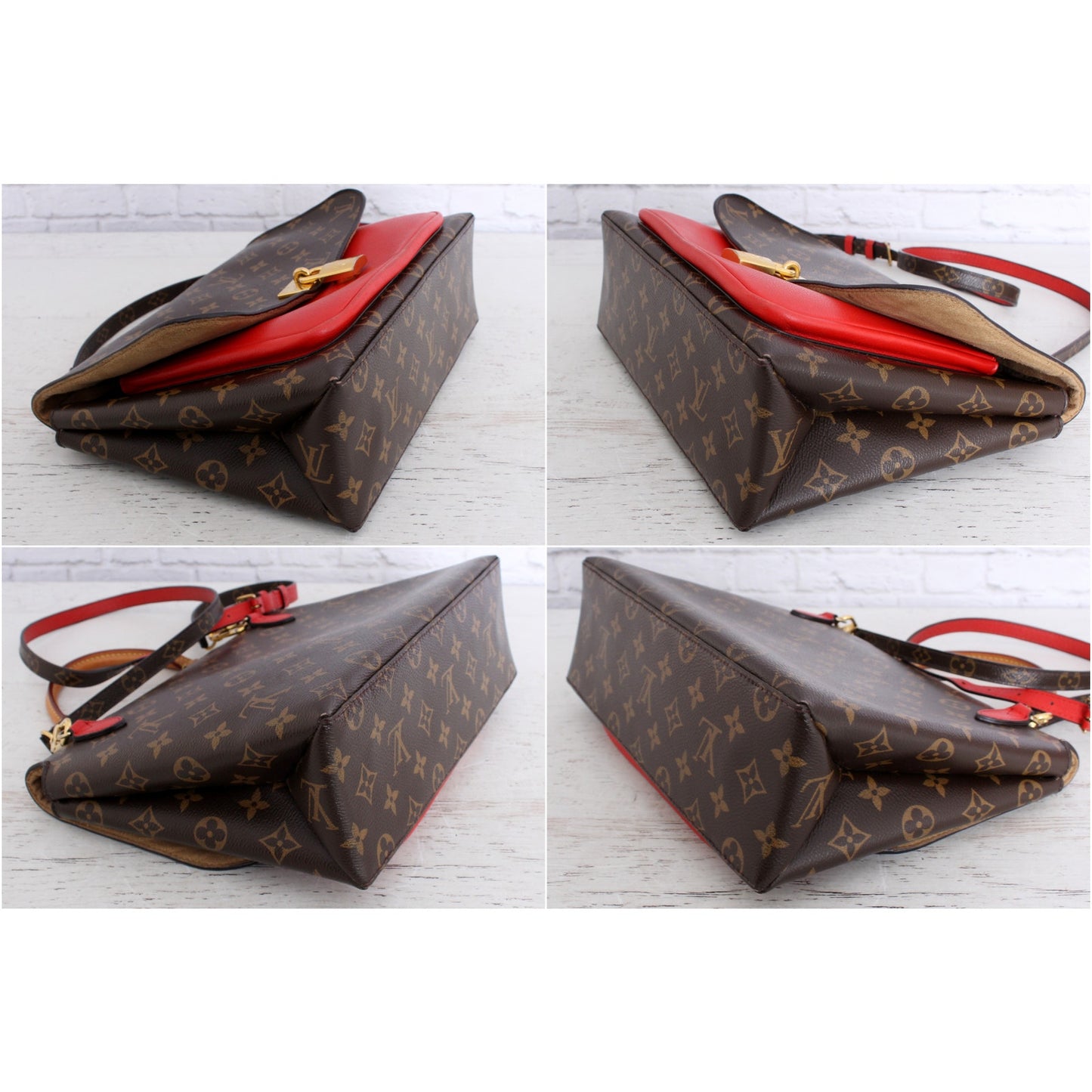 Louis Vuitton Marignan Monogram Leather Crossbody & Satchel Red