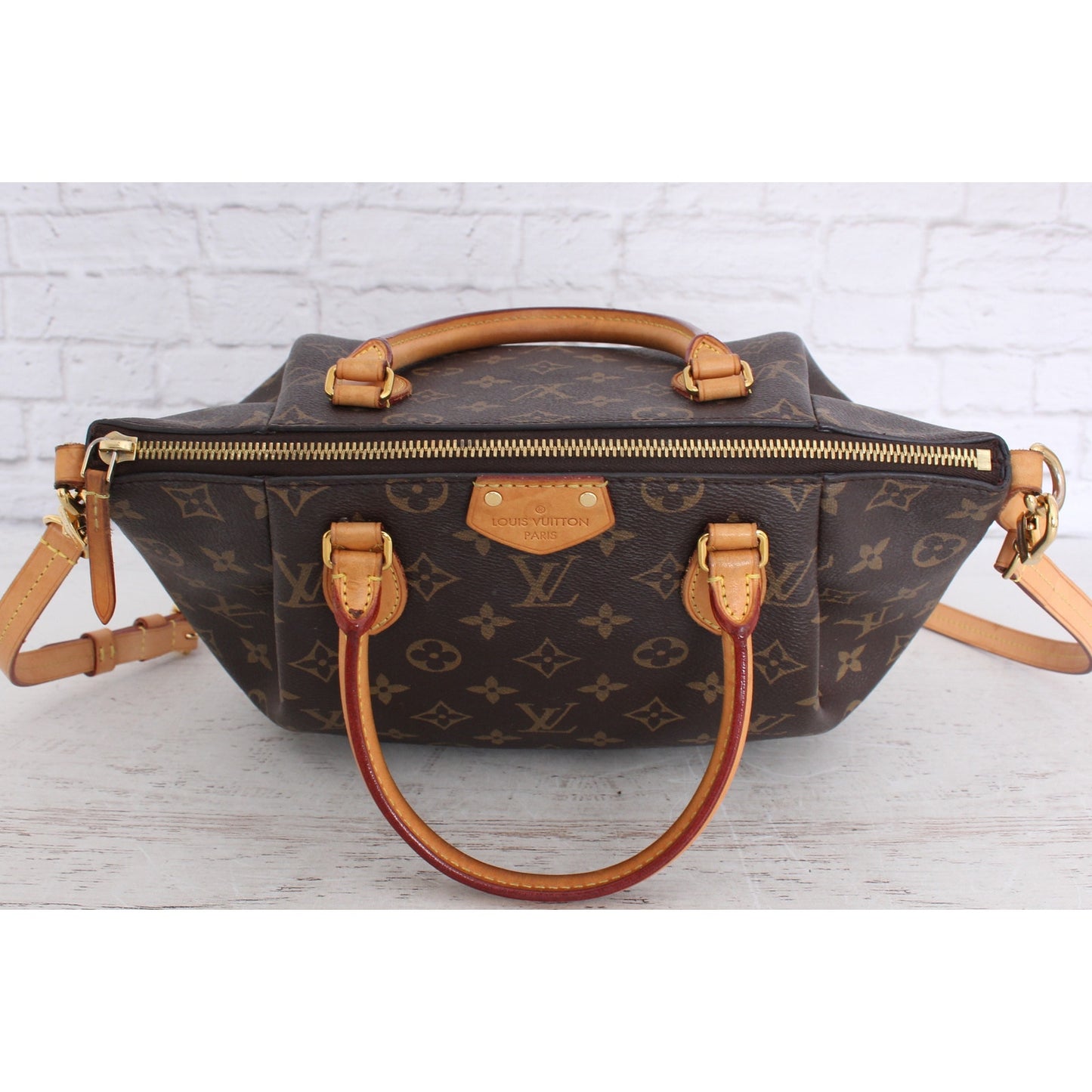 Louis Vuitton Turenne PM Monogram Crossbody Purse Canvas Satchel Brown