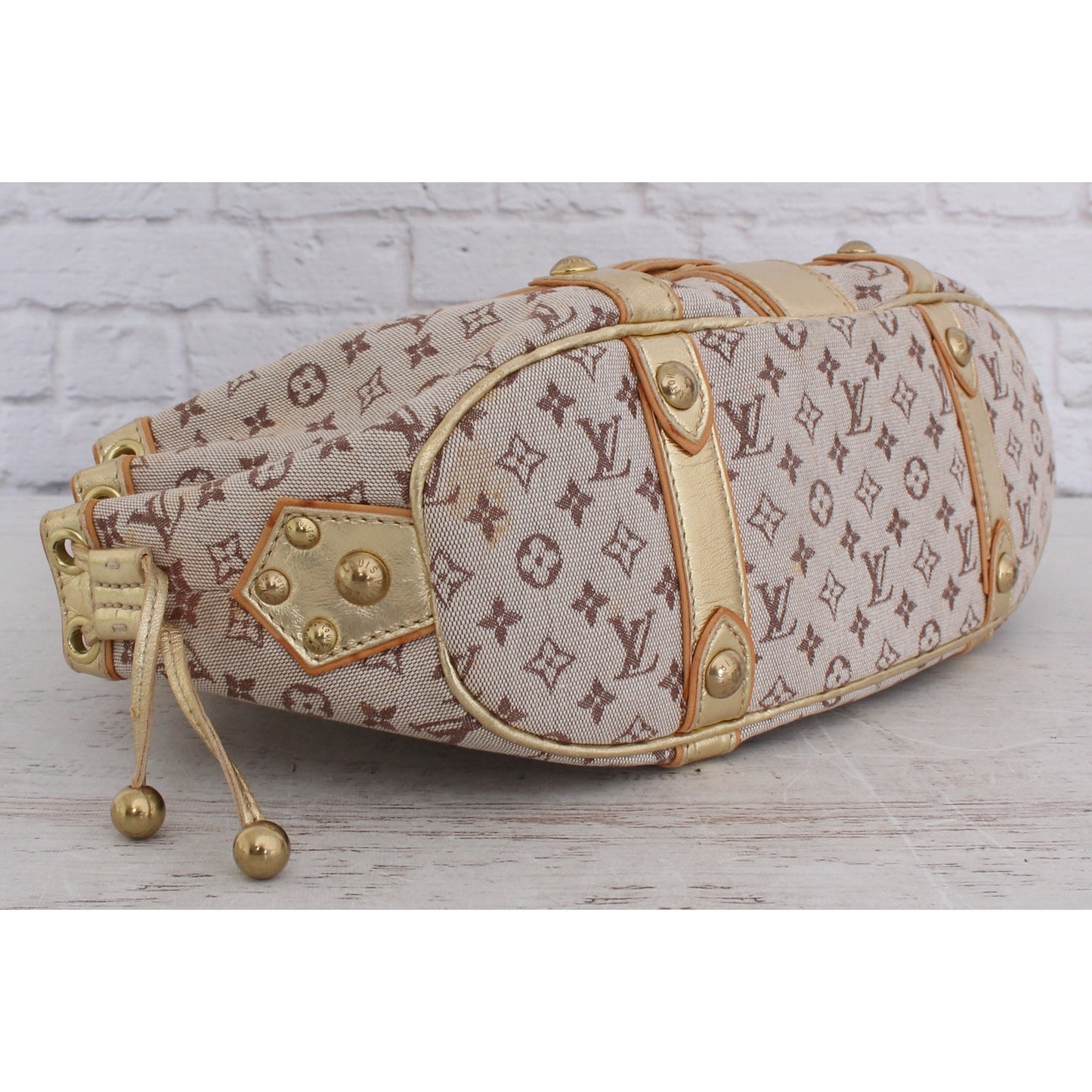 Louis Vuitton Theda Gold Khaki Mini Lin Satchel