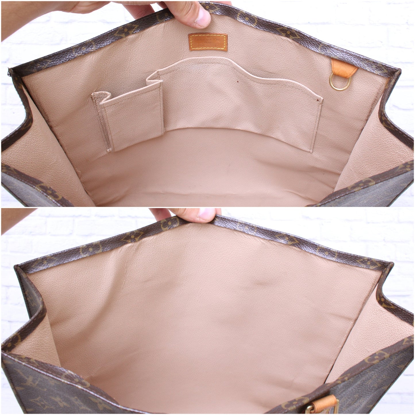 Louis Vuitton Sac Plat Monogram Satchel Shopper Brown Handbag Leather Tote A3986
