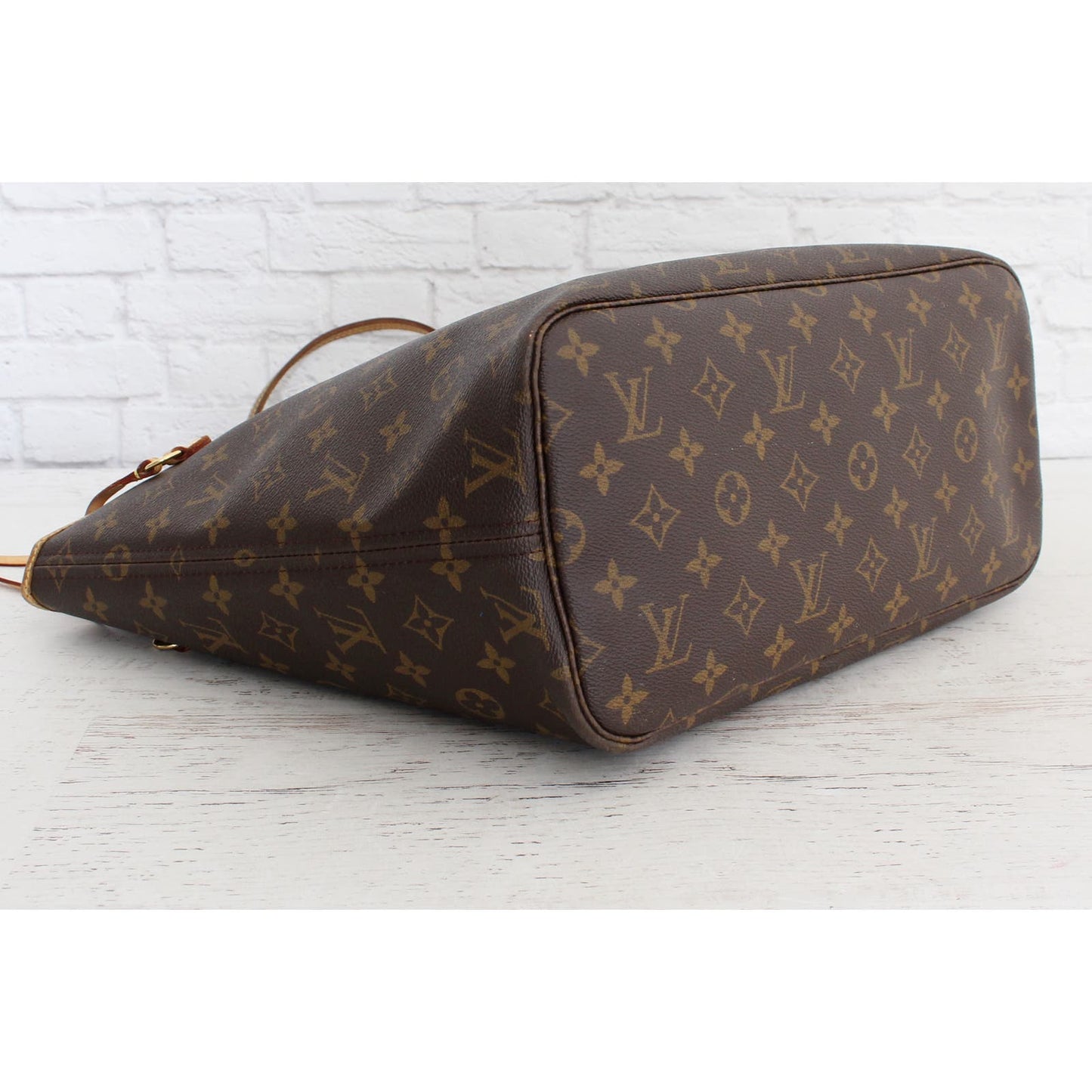 Louis Vuitton Neverfull MM Monogram Tote Shoulder Brown Beige Leather