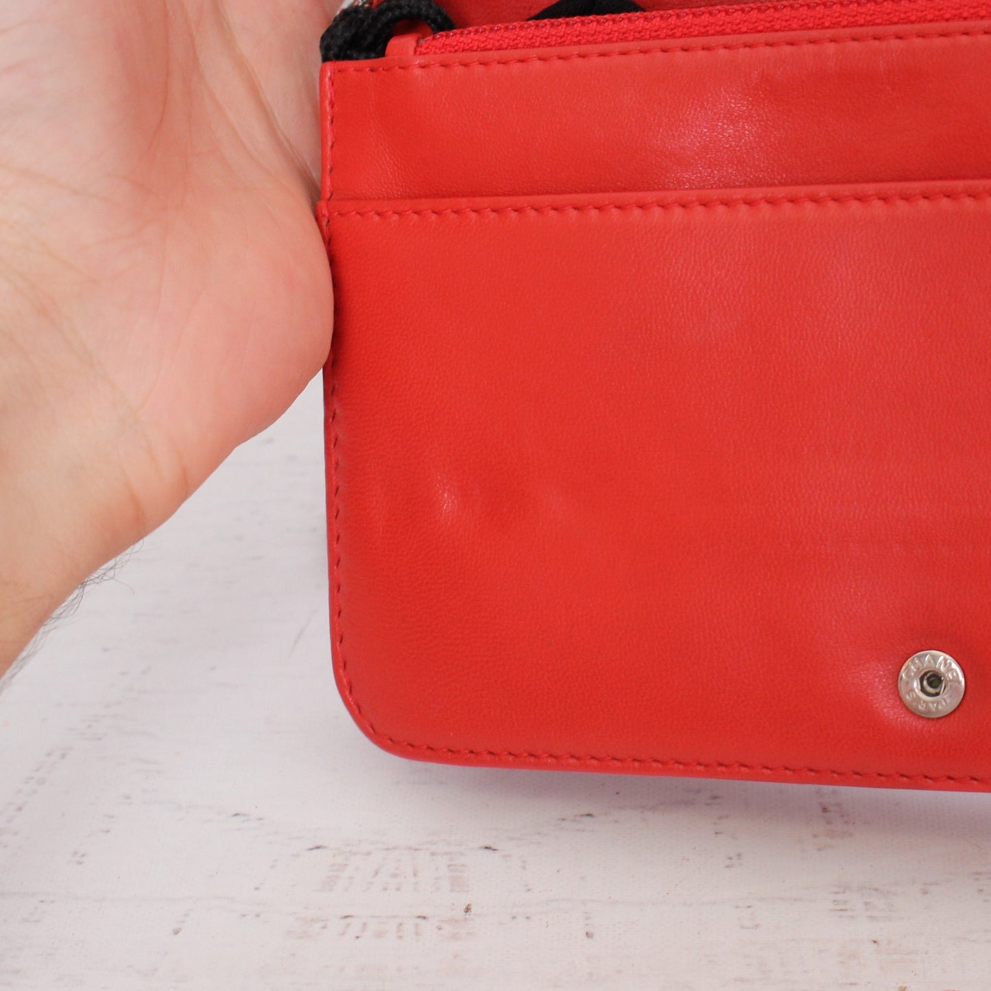 Chanel CC Full Flap Wallet on Chain Red Lambskin Leather Shoulder Handbag A4714