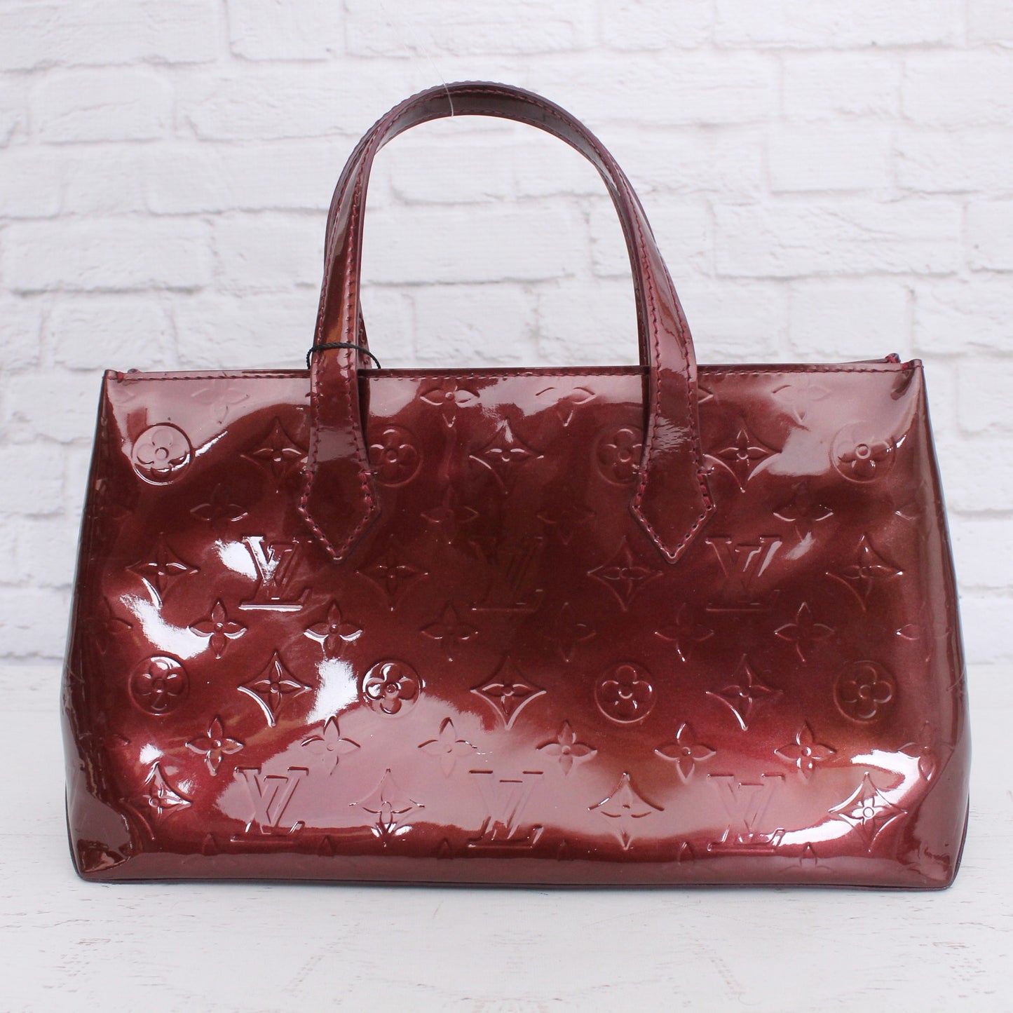 Louis Vuitton Wilshire PM Amarante Vernis Satchel Purse Handbag Pocket A5099
