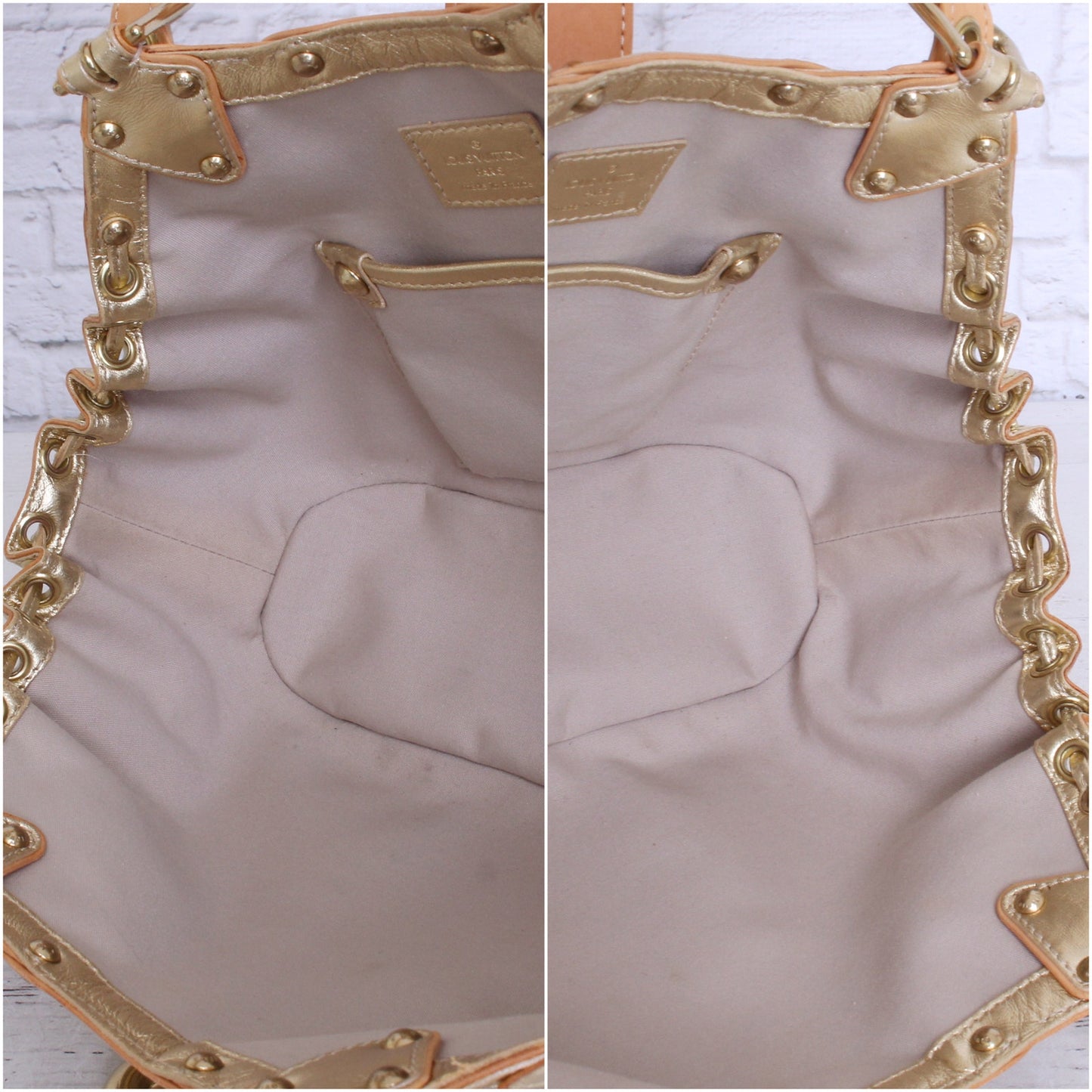 Louis Vuitton Theda Gold Khaki Mini Lin Satchel