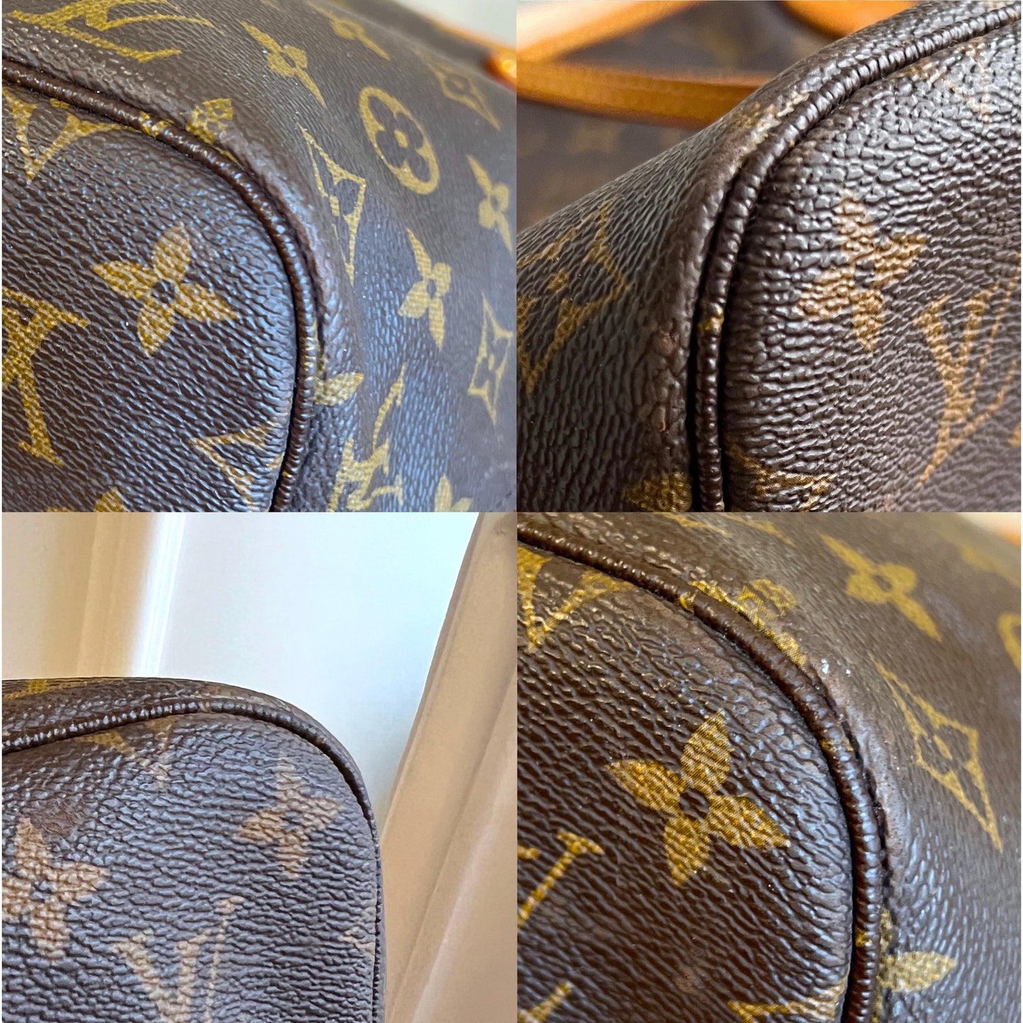 Louis Vuitton Neverfull MM Monogram Leather Tote Shoulder Purse Brown