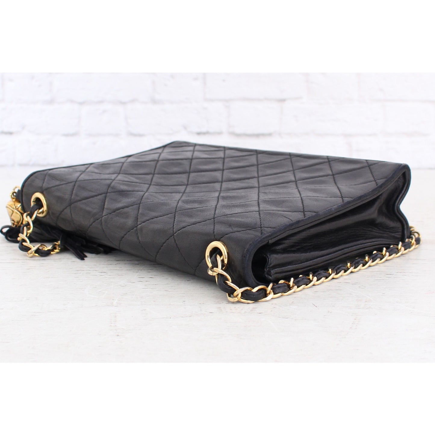 Chanel Matelasse Quilted Lambskin Black Leather Bag