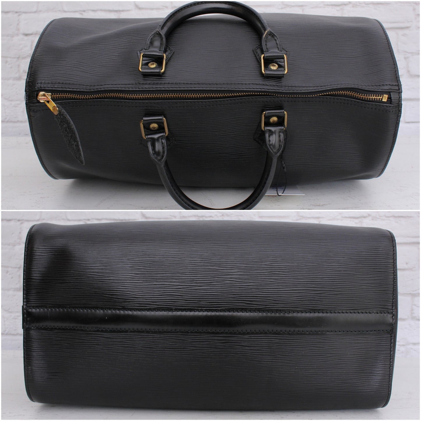 Louis Vuitton Speedy 35 Black Epi Satchel Purse Handbag Large Tote Boston A5367