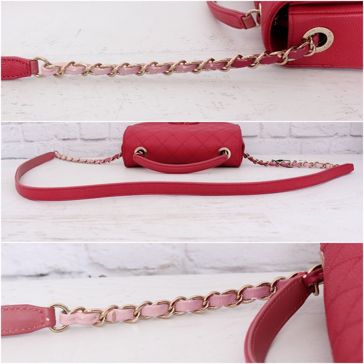 Chanel Paris-Cuba Flap Bag Magenta Caviar Leather Shoulder Crossbody Purse A4937