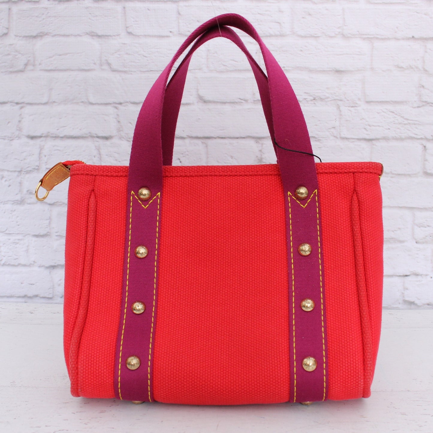 Louis Vuitton Cabas PM Antigua Red Tote Satchel Bag Purse Zip LV A5603