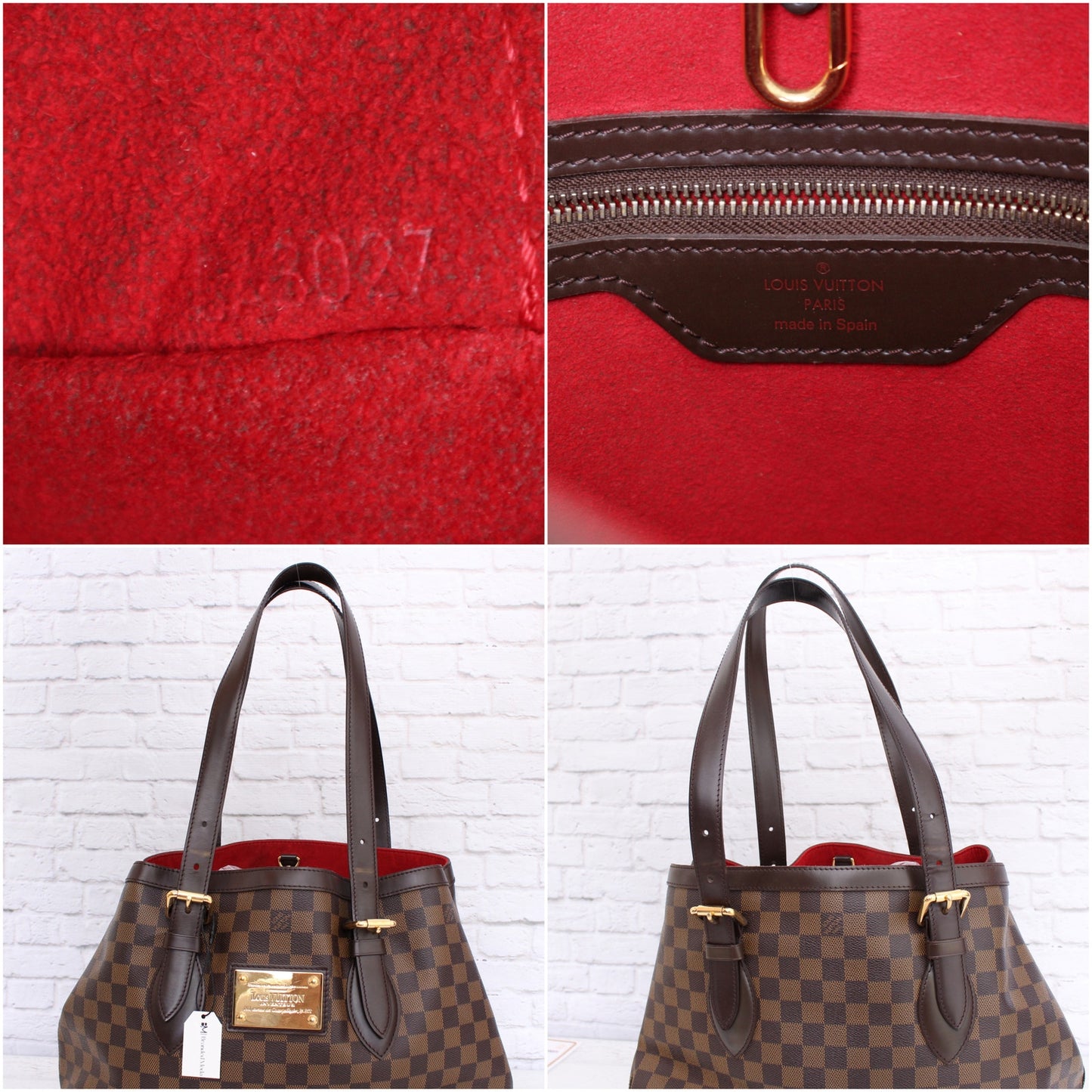 Louis Vuitton Hampstead MM Damier Ebene Tote Brown Shoulder Purse Handbag A3393