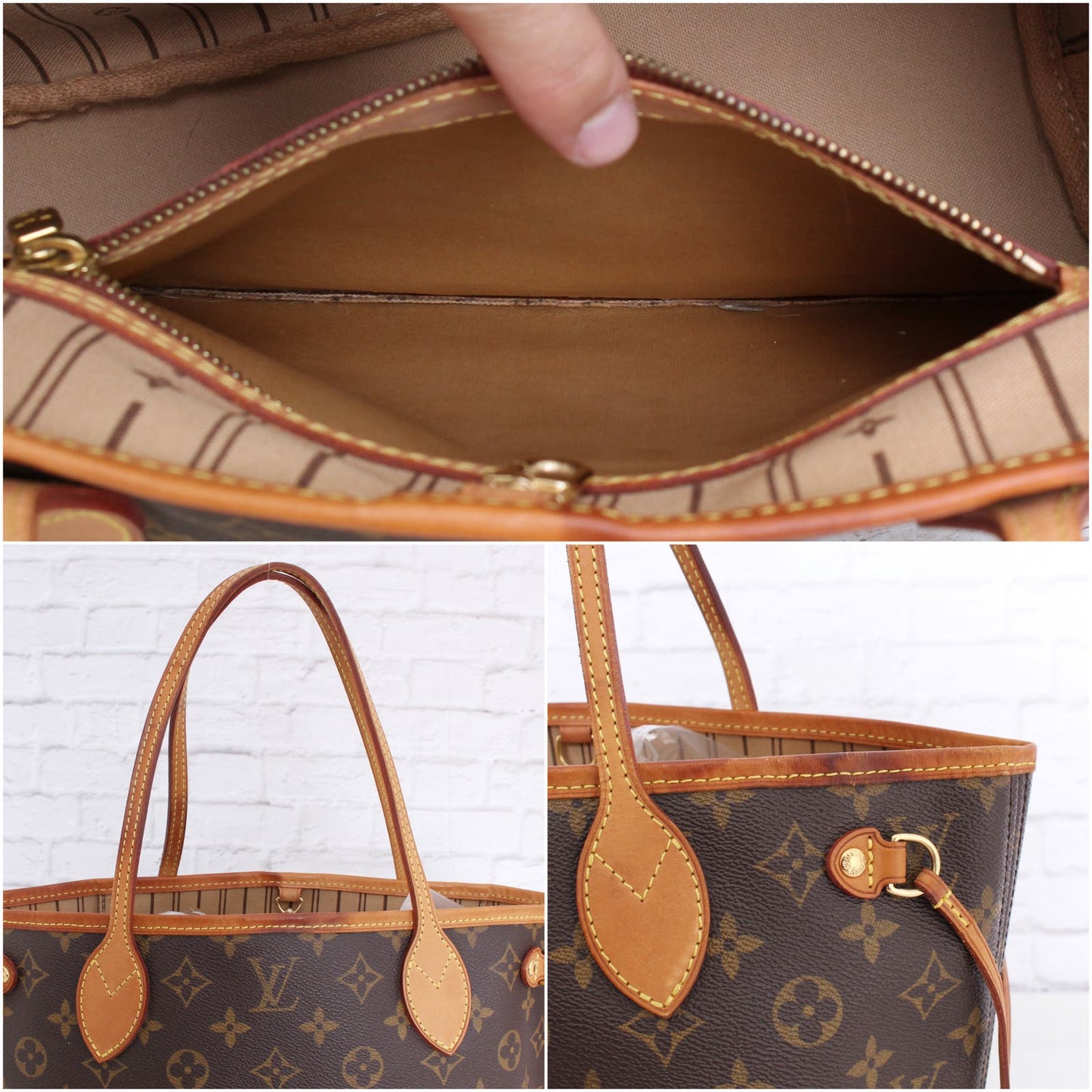 Louis Vuitton Neverfull PM Small Monogram Leather Tote Shoulder Bag LV