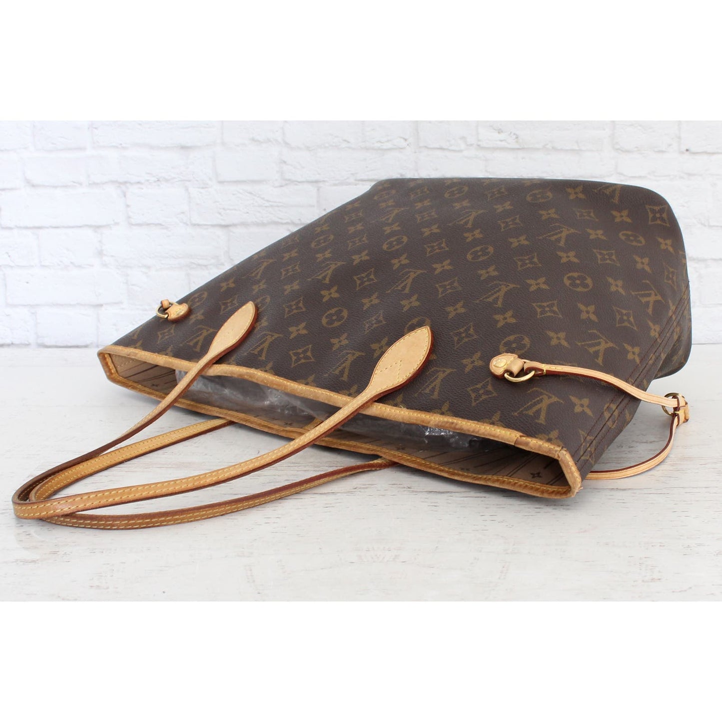 Louis Vuitton Neverfull MM Monogram Tote Shoulder Brown Beige Leather