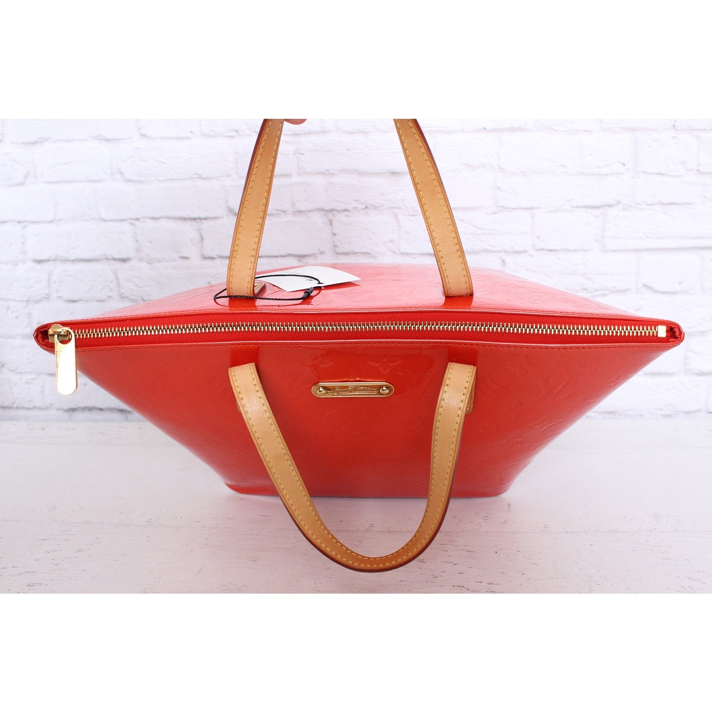 Louis Vuitton Bellevue PM Red Vernis Satchel Shoulder Tote Purse A4801