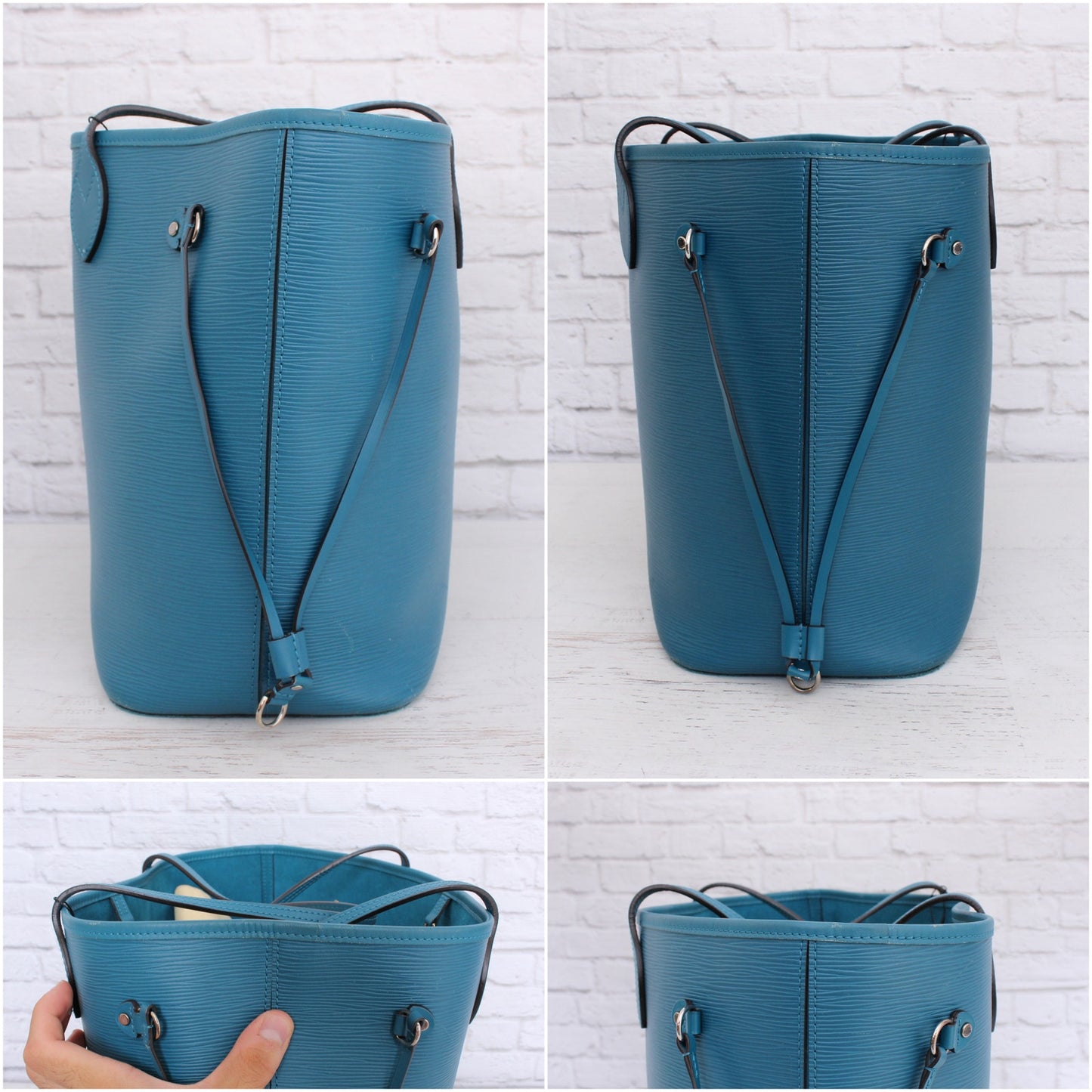 Louis Vuitton Neverfull MM Cyan Epi Tote Blue Leather Shoulder Handbag A4712