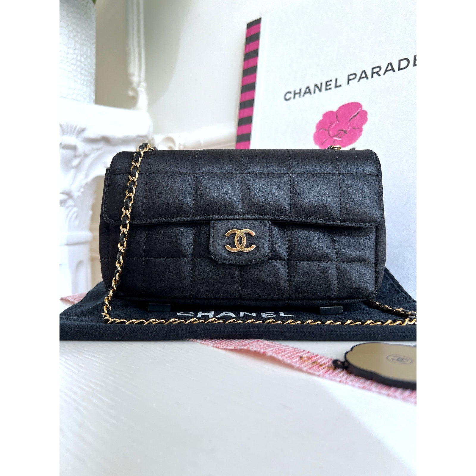 Chanel Timeless Silk Classic Crossbody Black Classique Clutch B0732