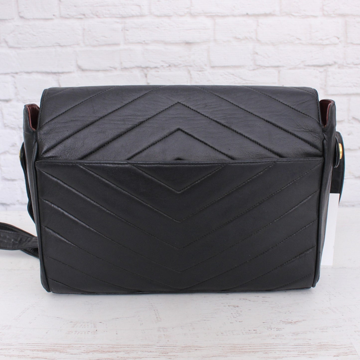 Chanel Envelope Flap V Stitch Black Lambskin Leather Shoulder Bag Purse A4747