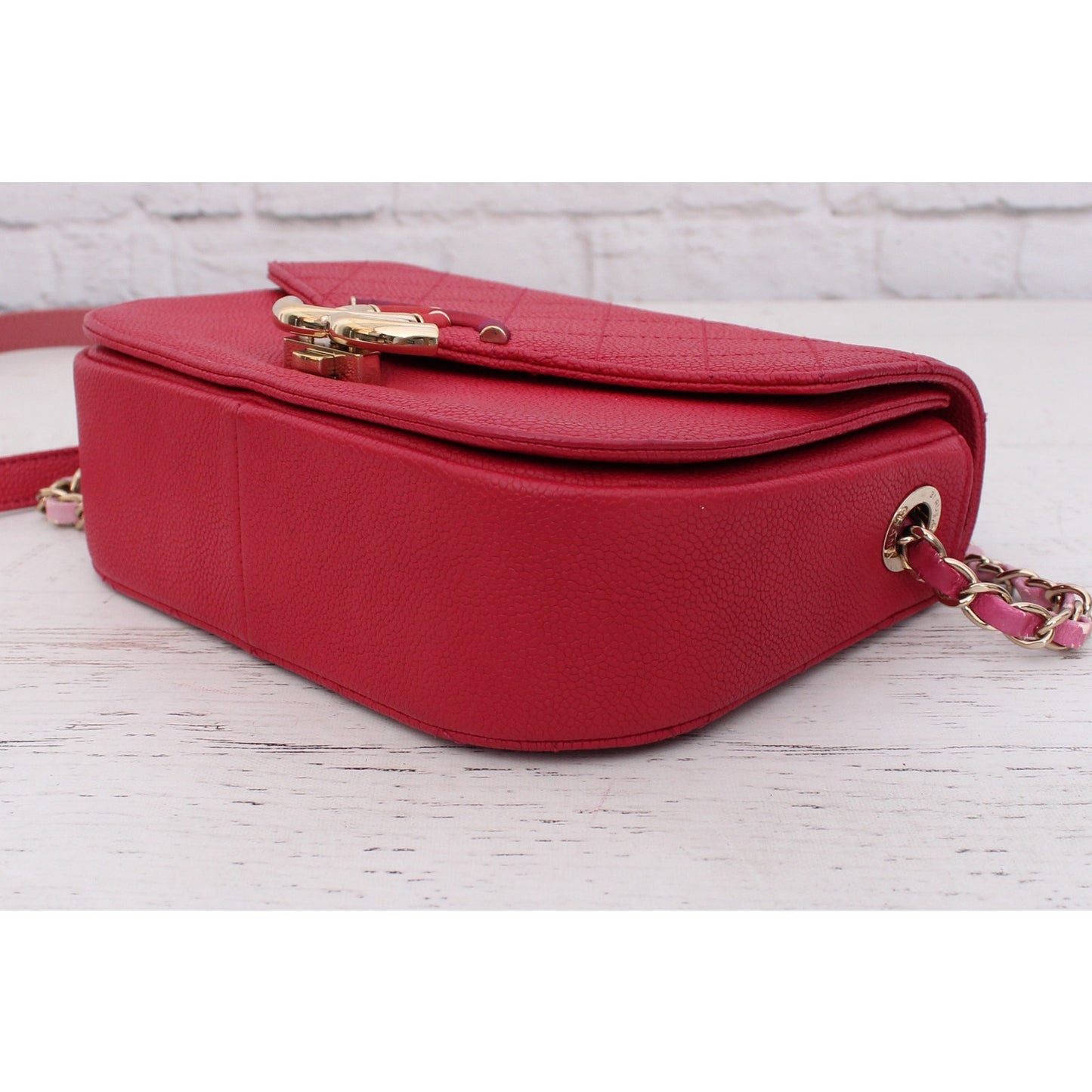 Chanel Paris-Cuba Flap Bag Magenta Caviar Leather Shoulder Crossbody Purse A4937