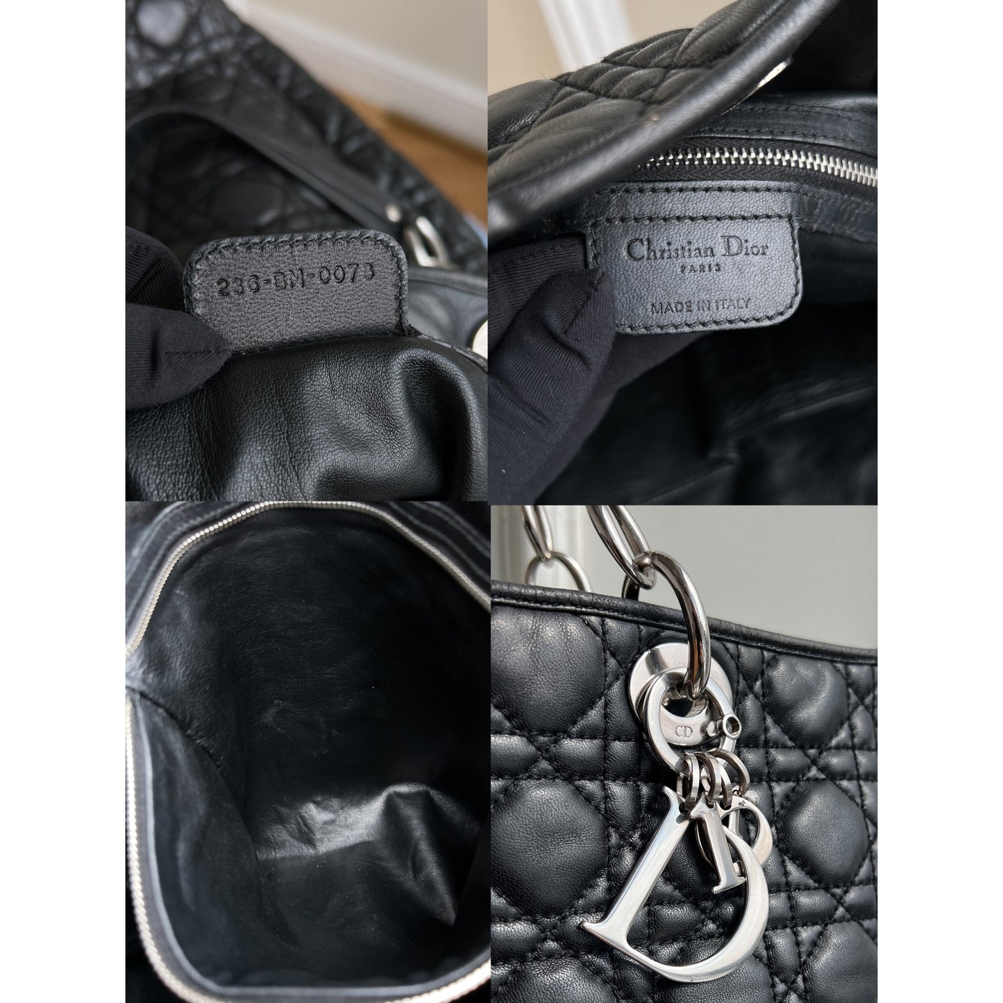 Dior Cannage Quilted Lambskin Black Tote