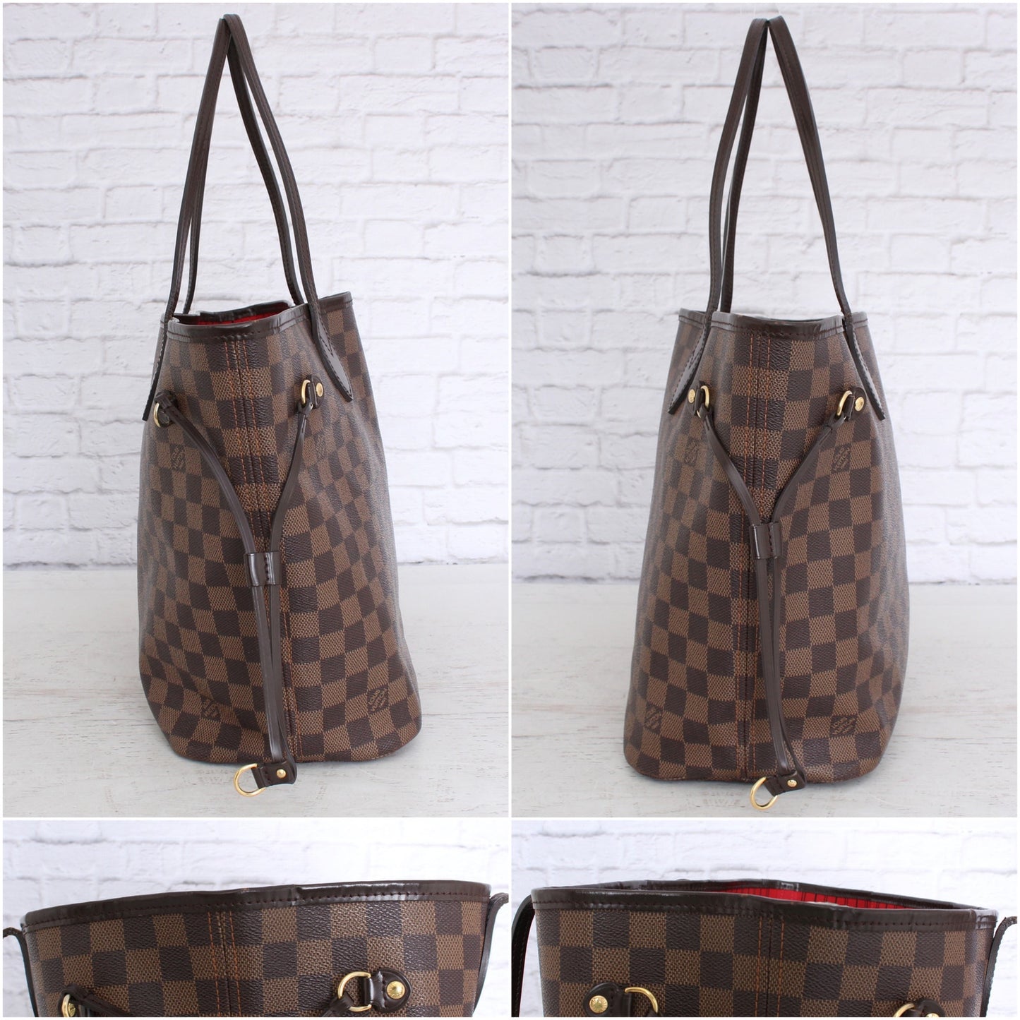 Louis Vuitton Neverfull MM Damier Ebene Leather Tote