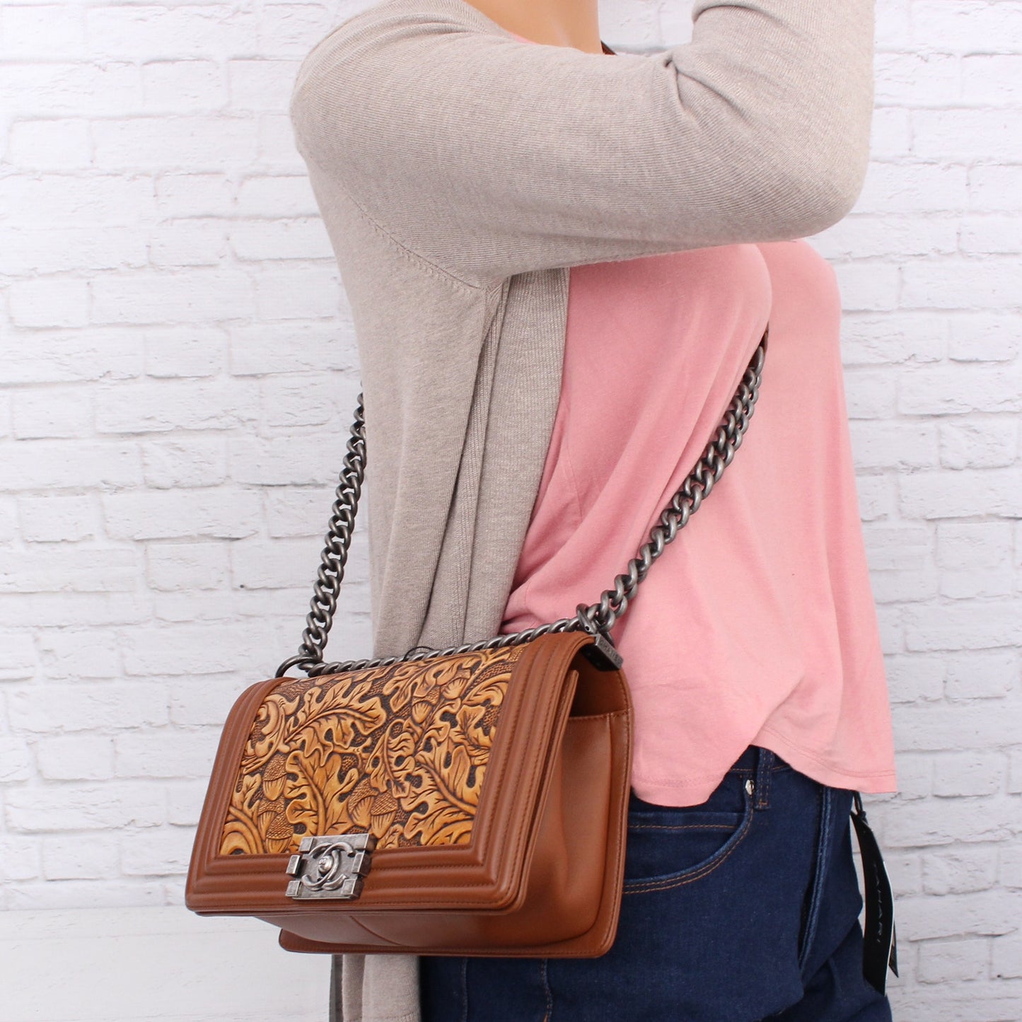 Chanel Paris-Dallas Corboda Boy Bag Embosed Calfskin Shoulder Crossbody A4817