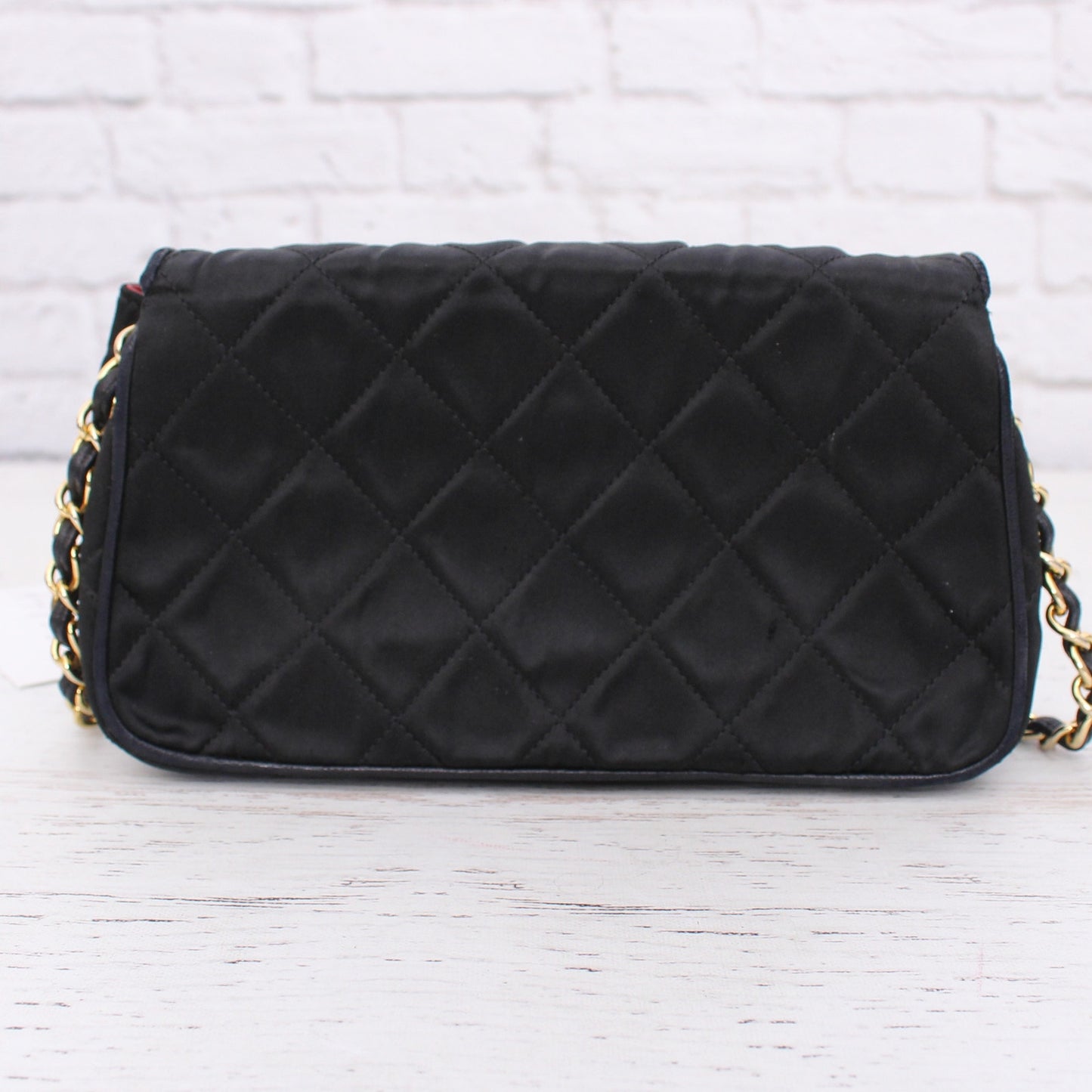Chanel Single Flap Black Sating Nylon Shoulder Bag Purse Handbag A4838