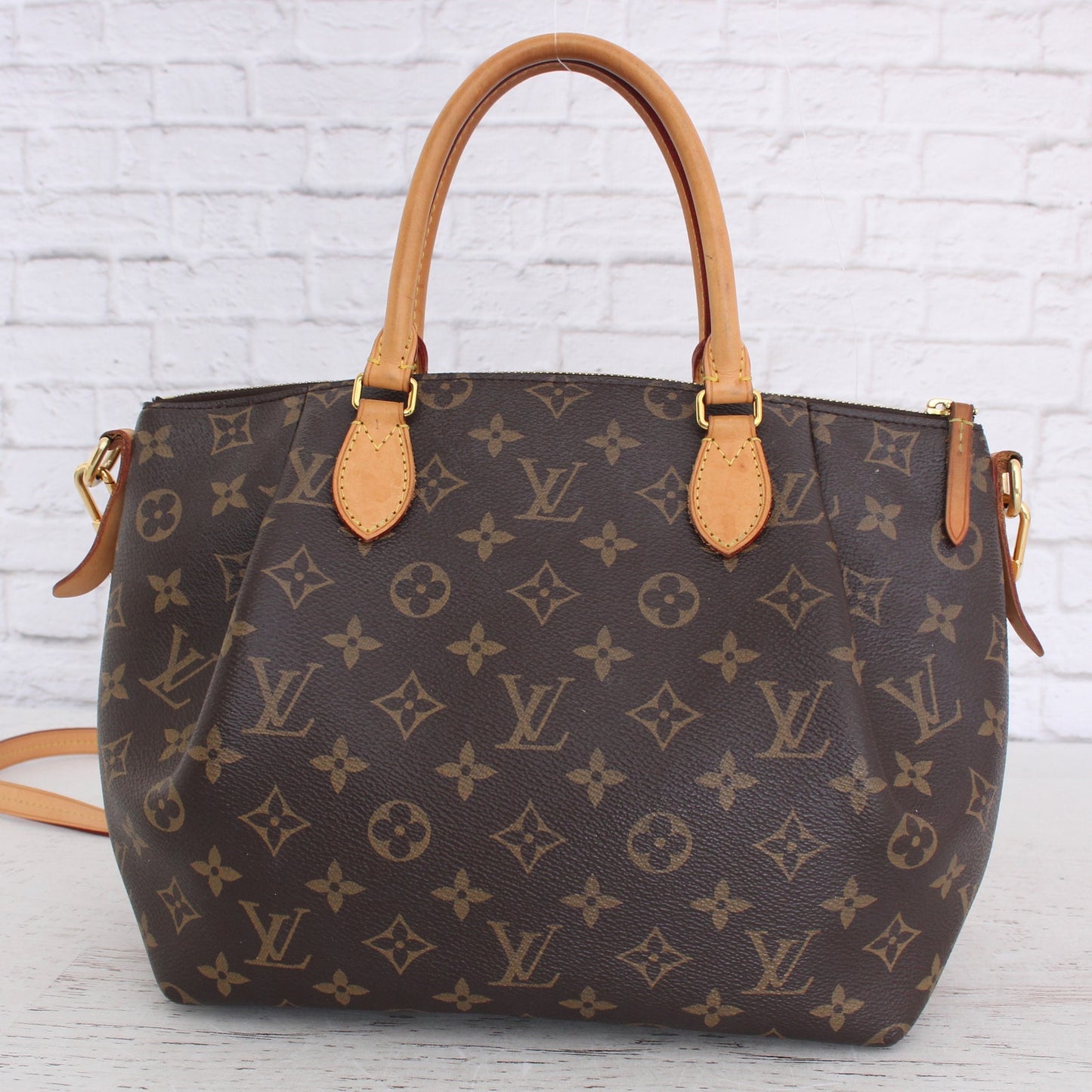 Louis Vuitton Turenne PM Monogram Crossbody Purse Canvas Satchel Brown