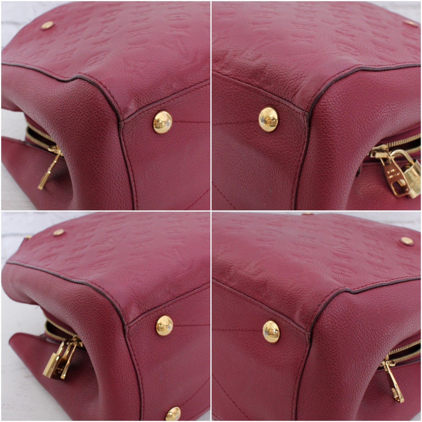 Louis Vuitton Montaigne MM Purple Empreinte Aurore Leather Shoulder Purse A5978