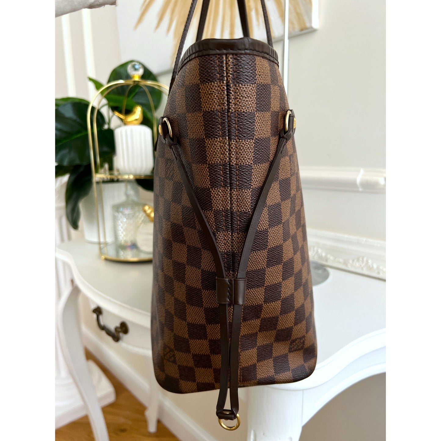 Louis Vuitton Neverfull MM Damier Ebene Leather Tote Shoulder LV Brown