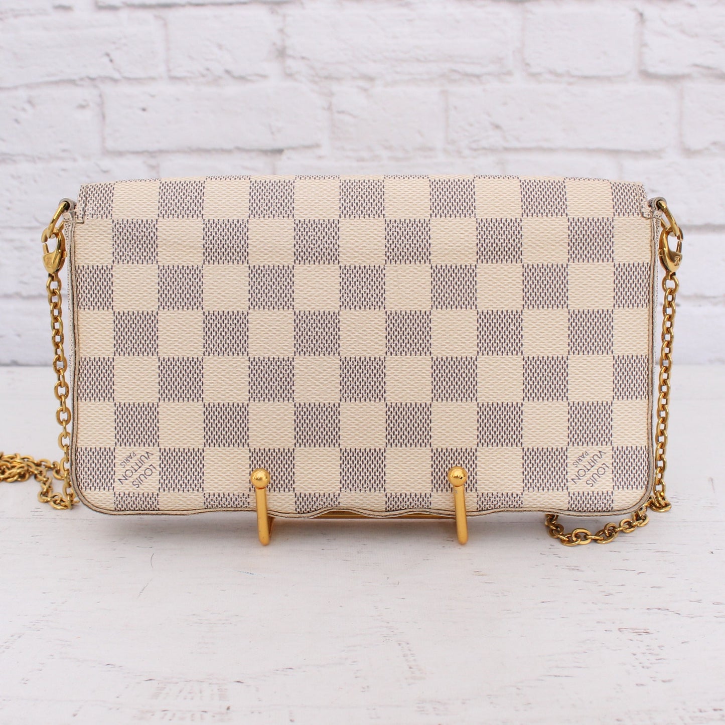 Louis Vuitton Pochette Felice Damier Azur Crossbody Shoulder Handbag Brown A4354