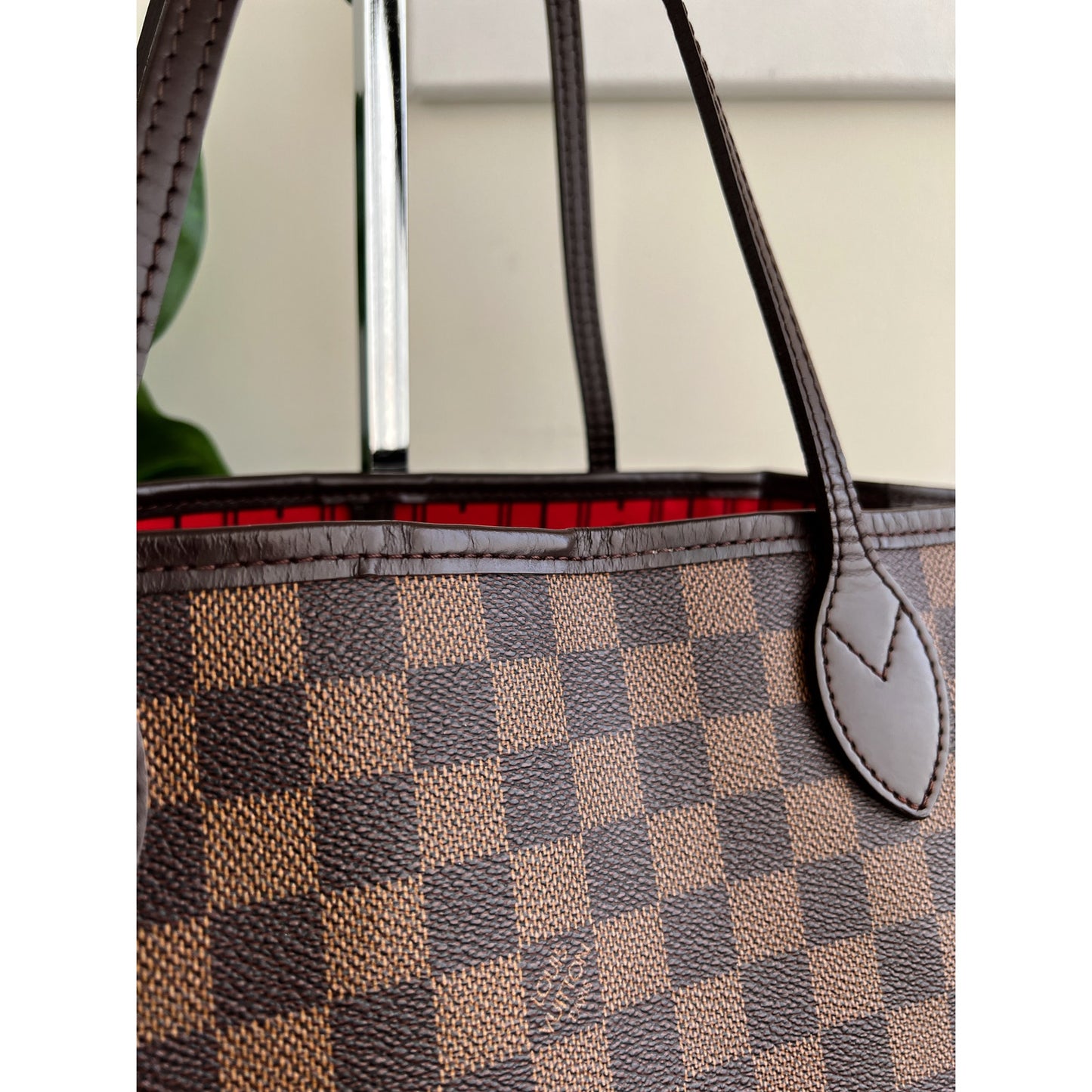 Louis Vuitton Neverfull MM Damier Ebene Leather Shoulder Bag