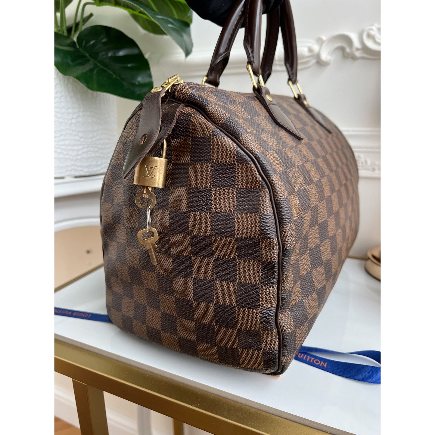 Louis Vuitton Speedy 30 Damier Ebene Satchel Brown Tote