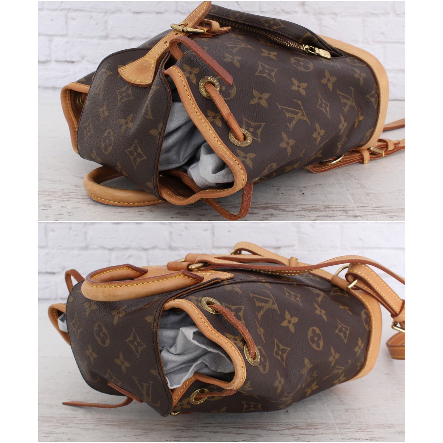 Louis Vuitton Montsouris PM Backpack Monogram Brown Handbag Leather LV