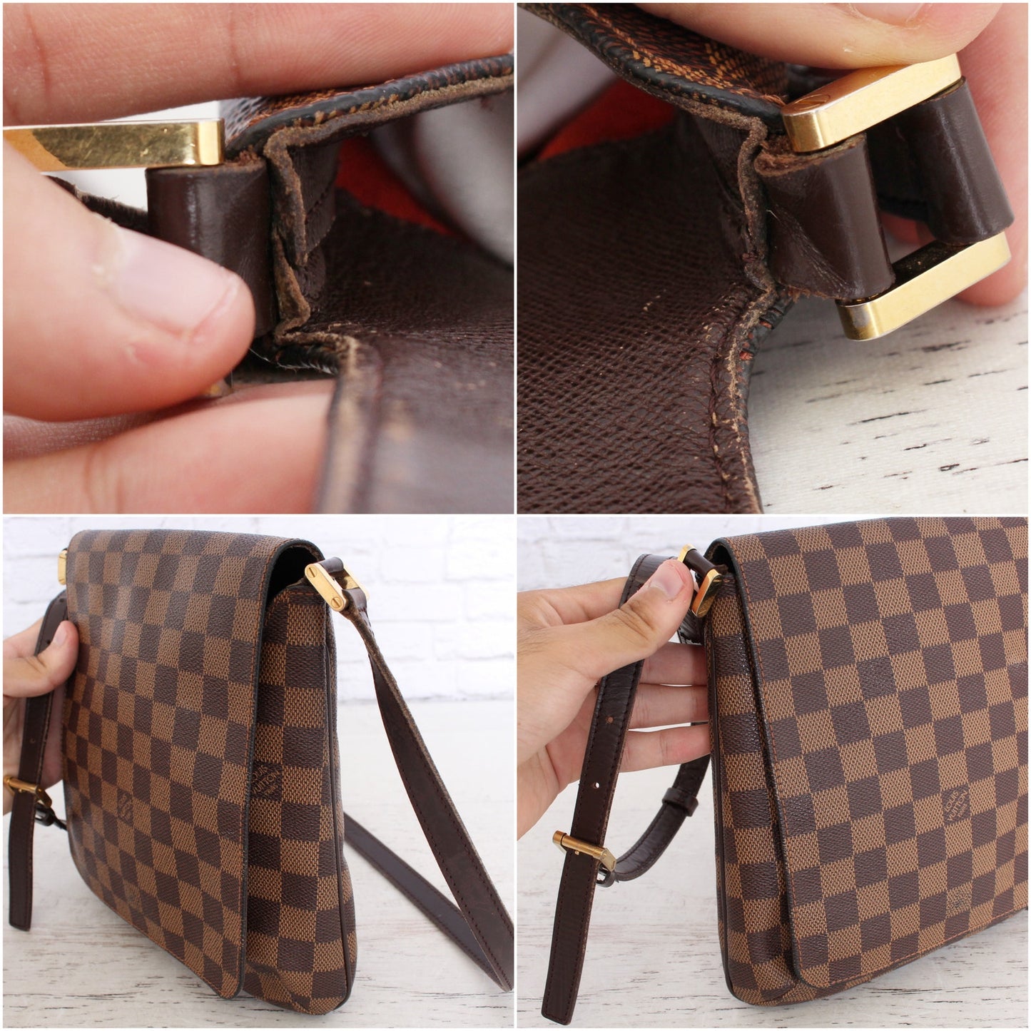 Louis Vuitton Musette Salsa Long PM Crossbody Damier Ebene Purse Leather