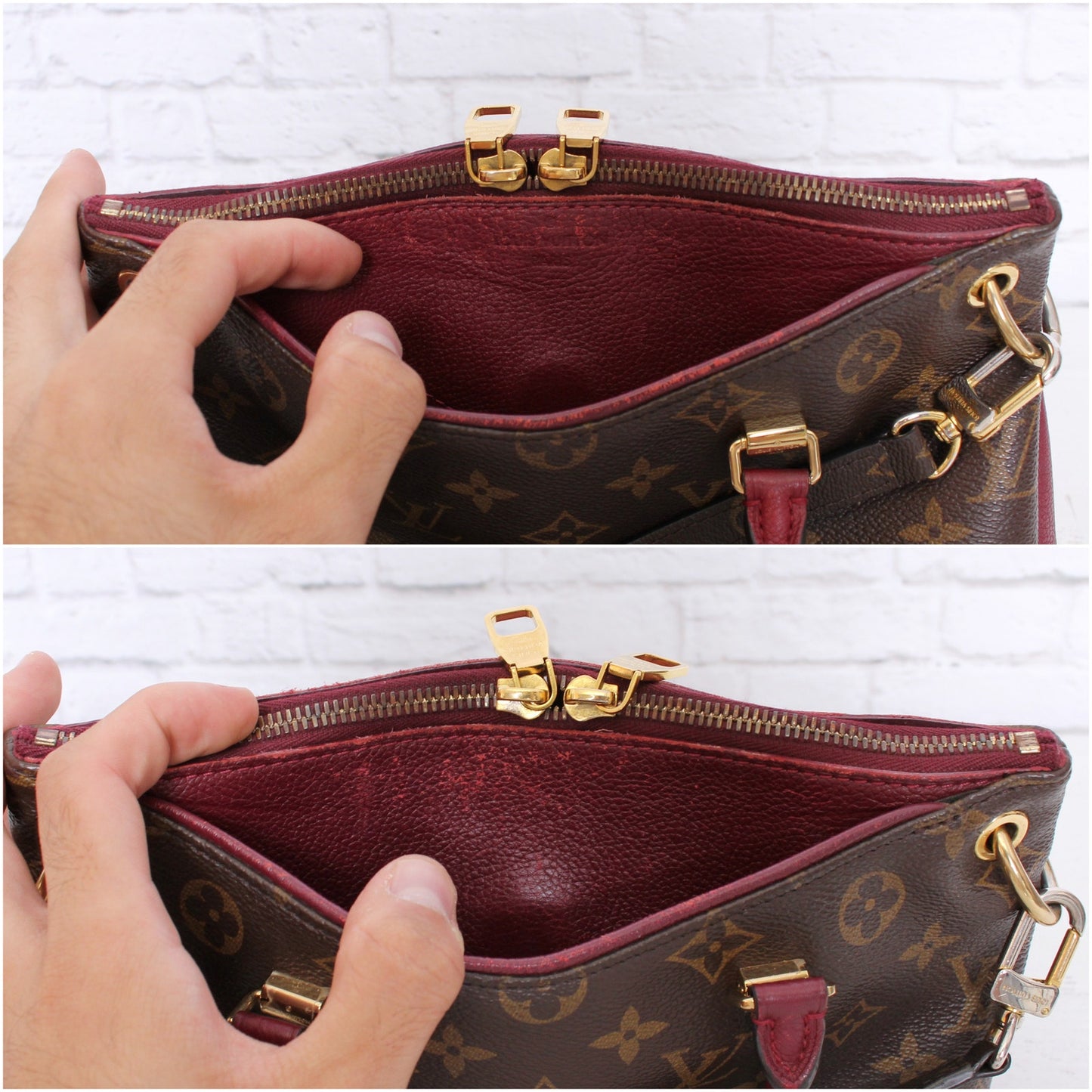 Louis Vuitton Pallas BB Monogram Raisin Satchel Crossbody Purse Tote A5089