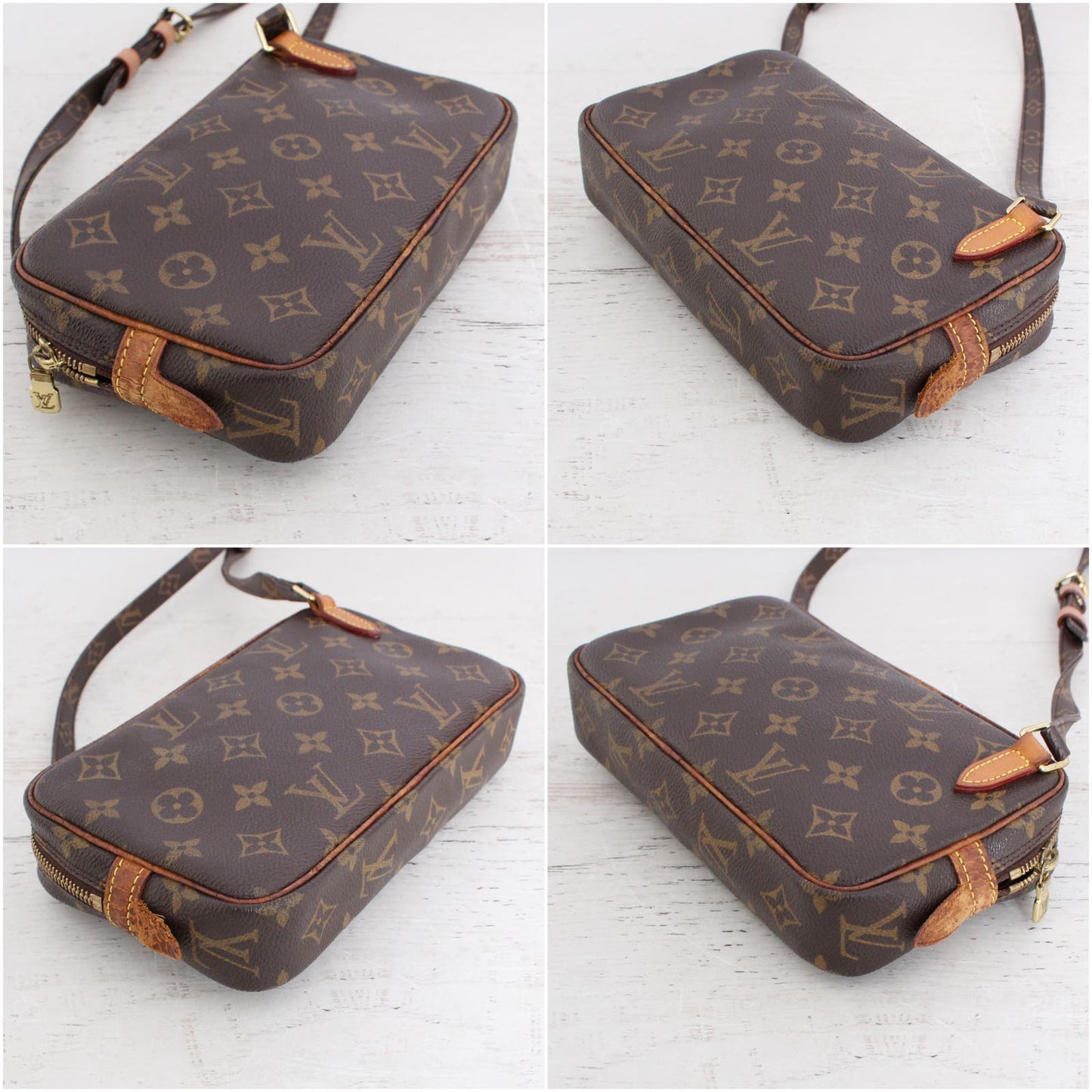 Louis Vuitton Marly Bandouliere Monogram Crossbody Purse Leather Zip