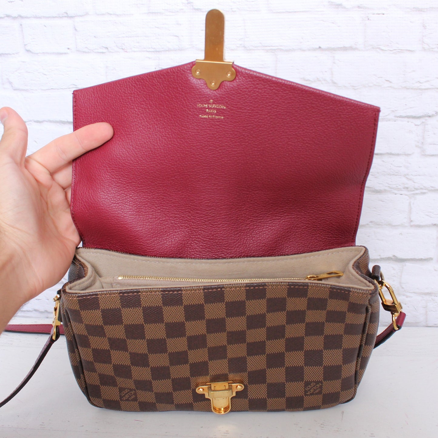 Louis Vuitton Clapton PM Damier Ebene Brown Crossbody Shoulder Purse C0007
