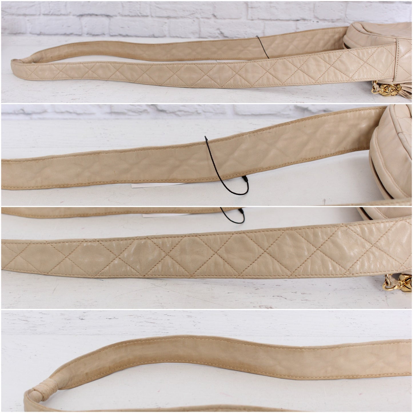 Chanel CC Cream Quilted Lambskin Leather Camera Bag Shoulder A5536Crossbody