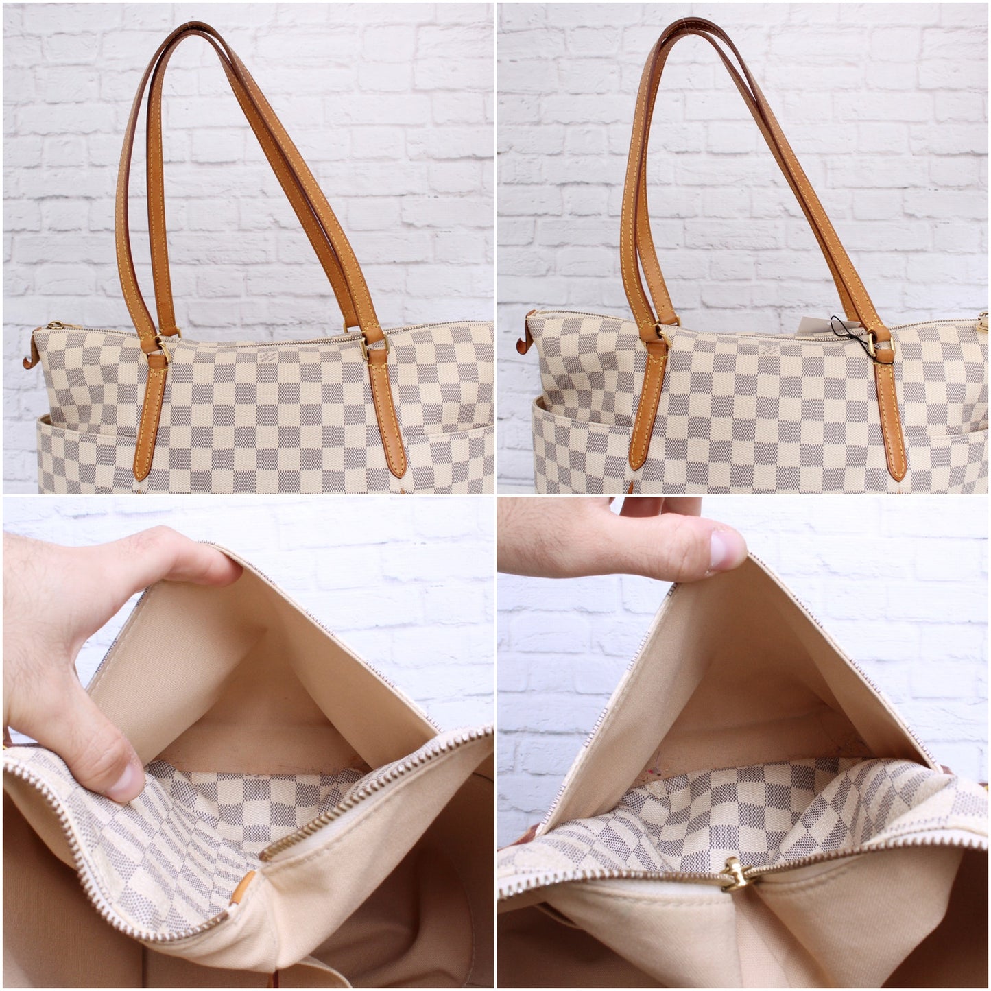 Louis Vuitton Totally MM Damier Azur Tote Shoulder Purse Handbag Leather A5631