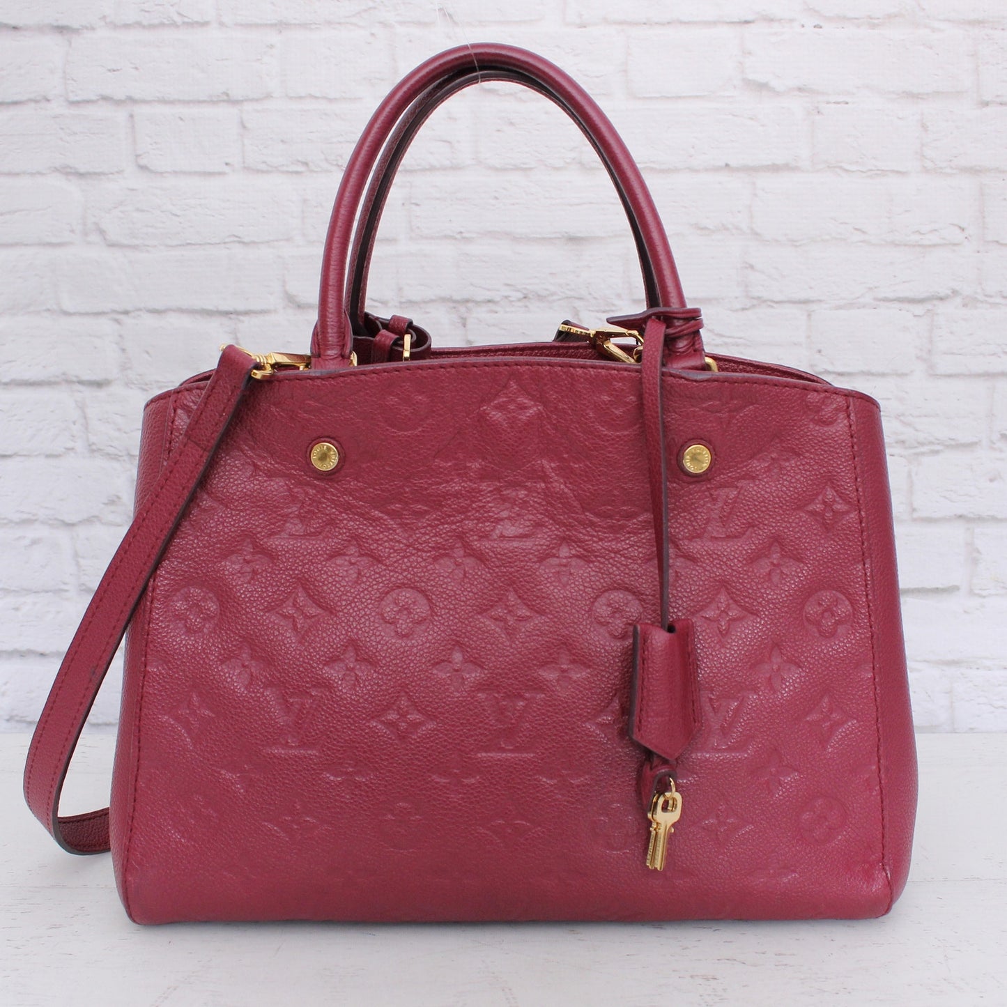 Louis Vuitton Montaigne MM Purple Empreinte Aurore Leather Shoulder Purse A5978