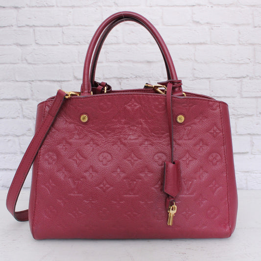 Louis Vuitton Montaigne MM Purple Empreinte Aurore Leather Shoulder Purse A5978