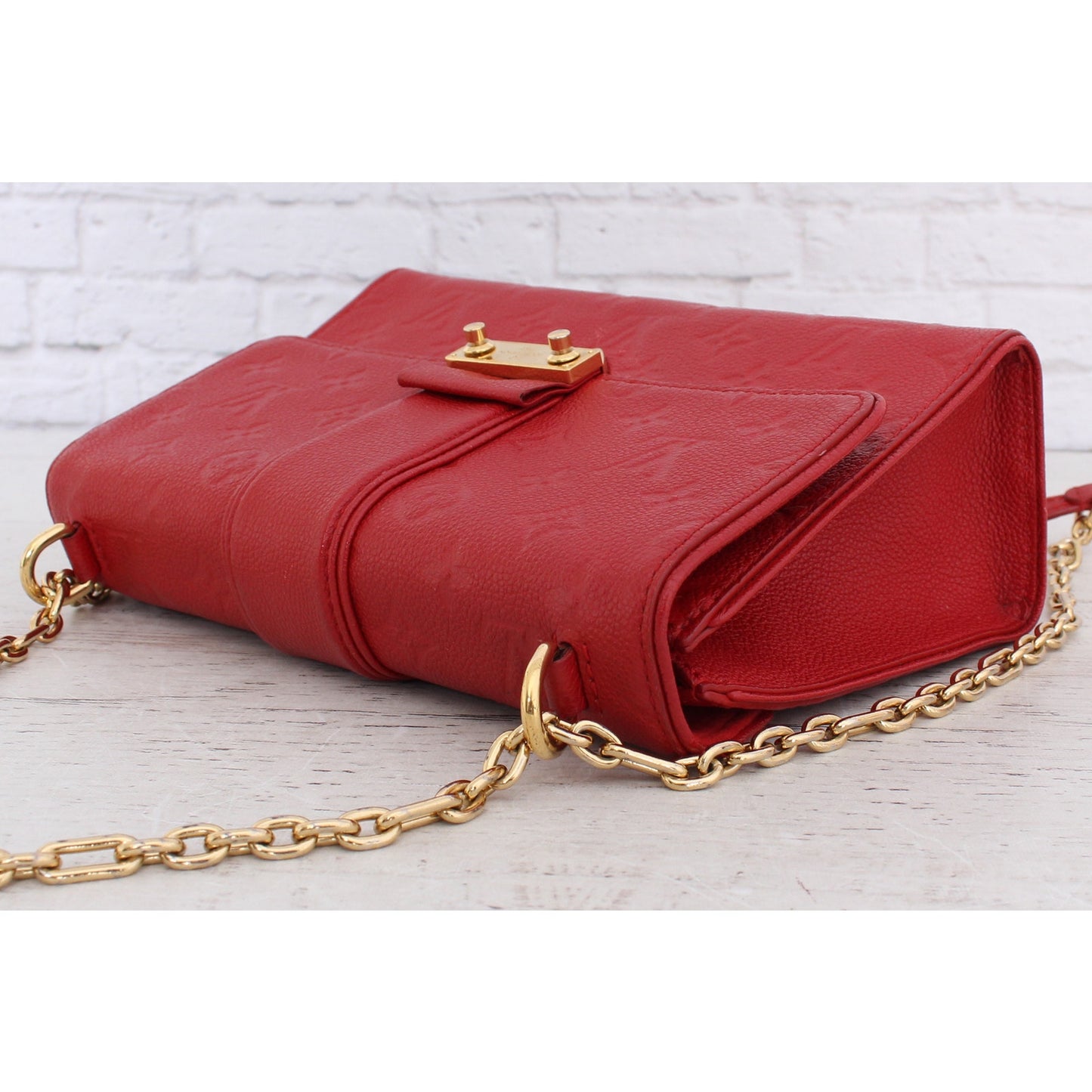 Louis Vuitton Saint Sulpice PM Red Empreinte Chain Shoulder Crossbody