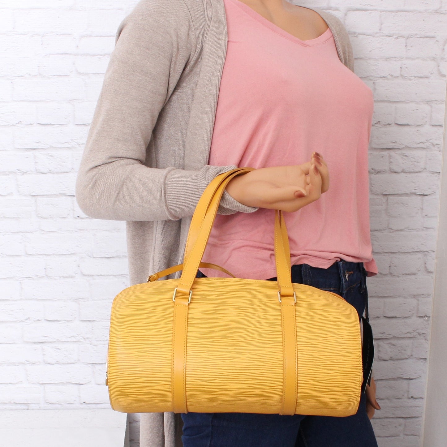 Louis Vuitton Papillon Soufflot with Pouch Yellow Epi Satchel Handbag A3905