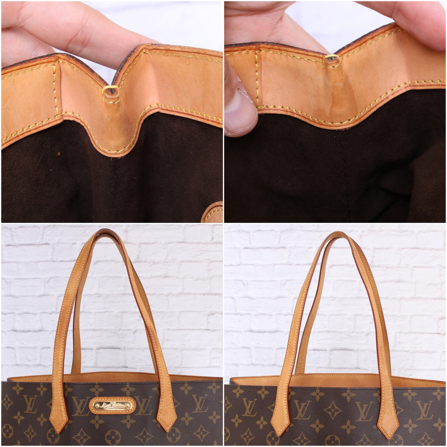 Louis Vuitton Wilshire MM Monogram Tote Shoulder Satchel Purse Brown