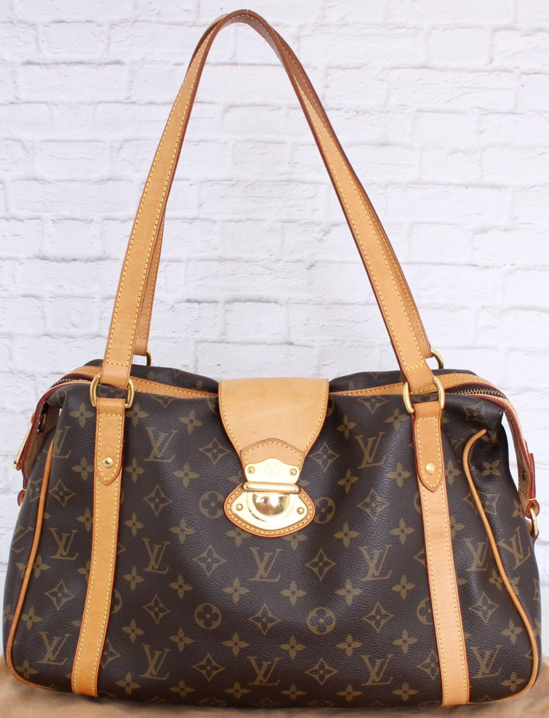 Louis Vuitton Stresa PM Shoulder Bag Monogram Handbag Canvas Brown Zip