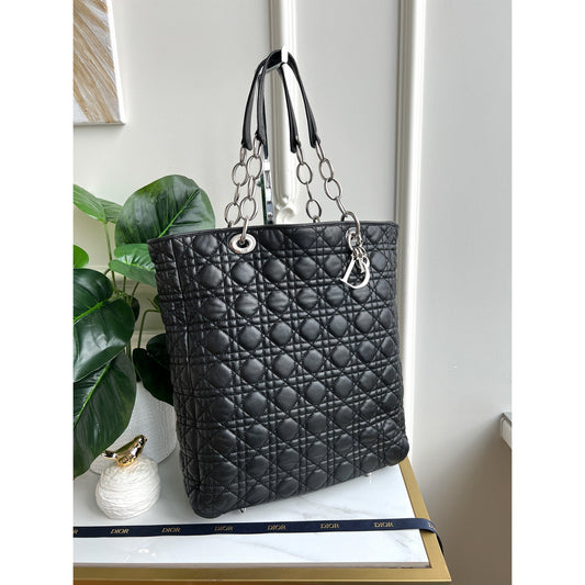 Dior Cannage Quilted Lambskin Black Tote