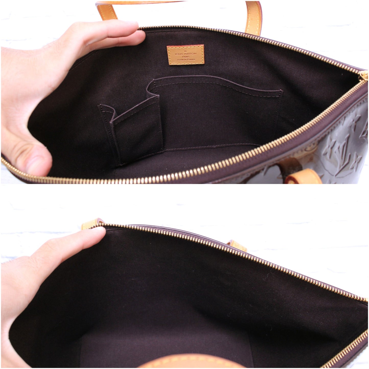 Louis Vuitton Bellevue PM Amarante Vernis Satchel Shoulder Tote Purse A5102