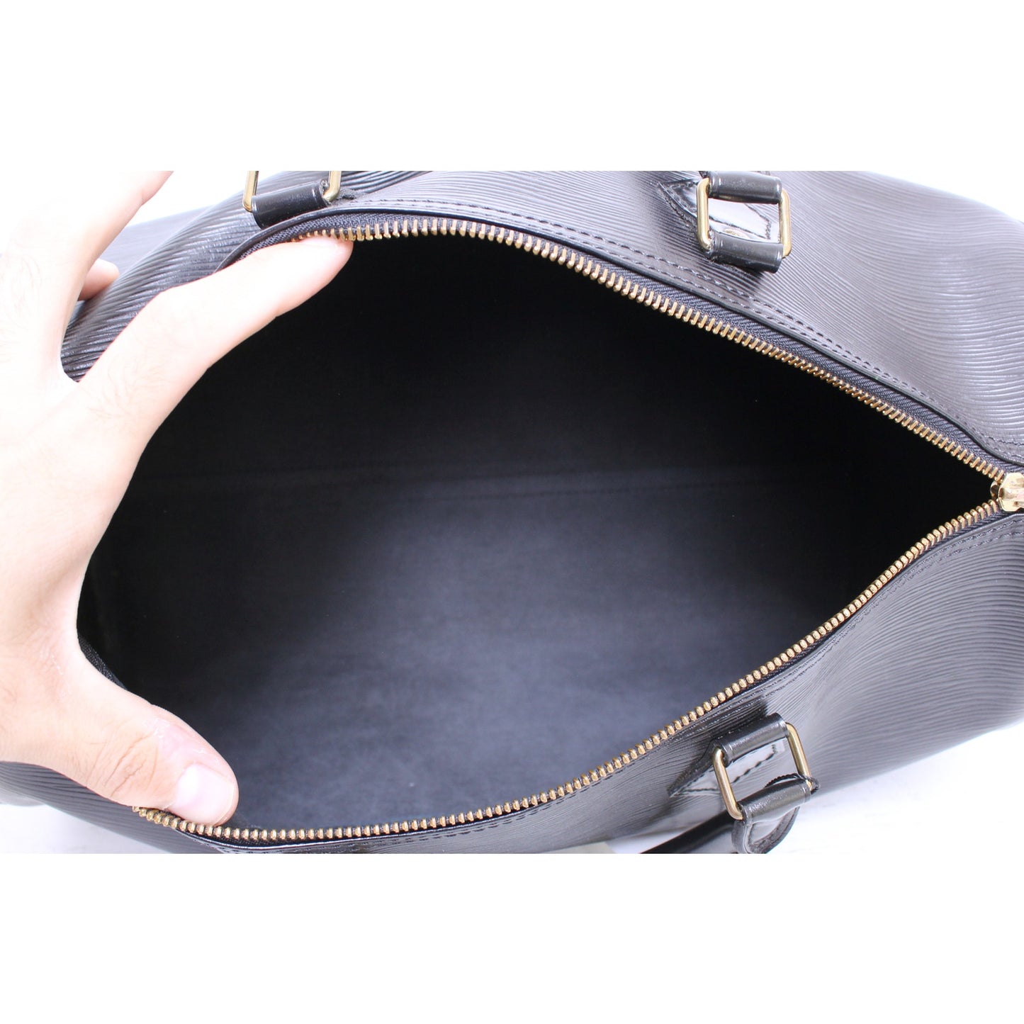 Louis Vuitton Speedy 35 Black Epi Satchel Purse Handbag Large Tote Boston A5367