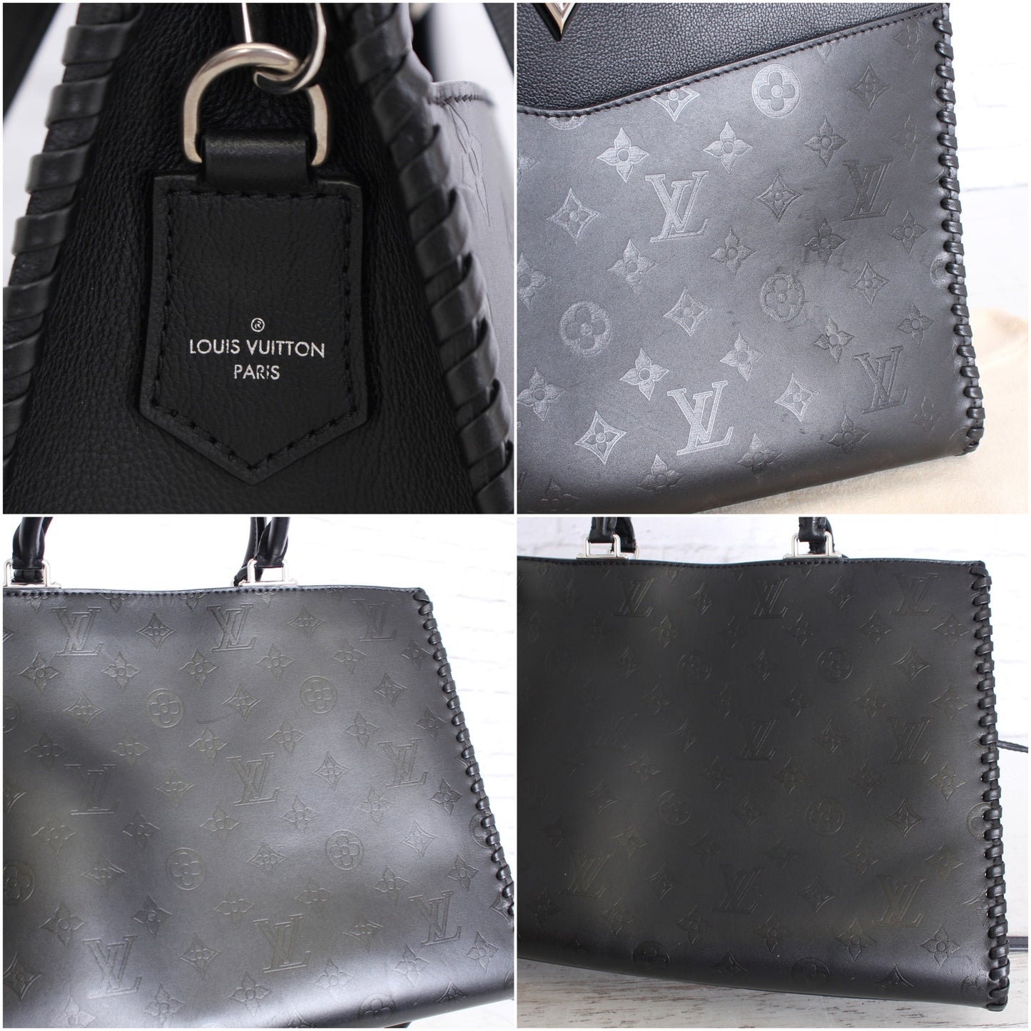 Louis Vuitton Very Zipped Tote Black Leather Satchel Shoulder Purse LV