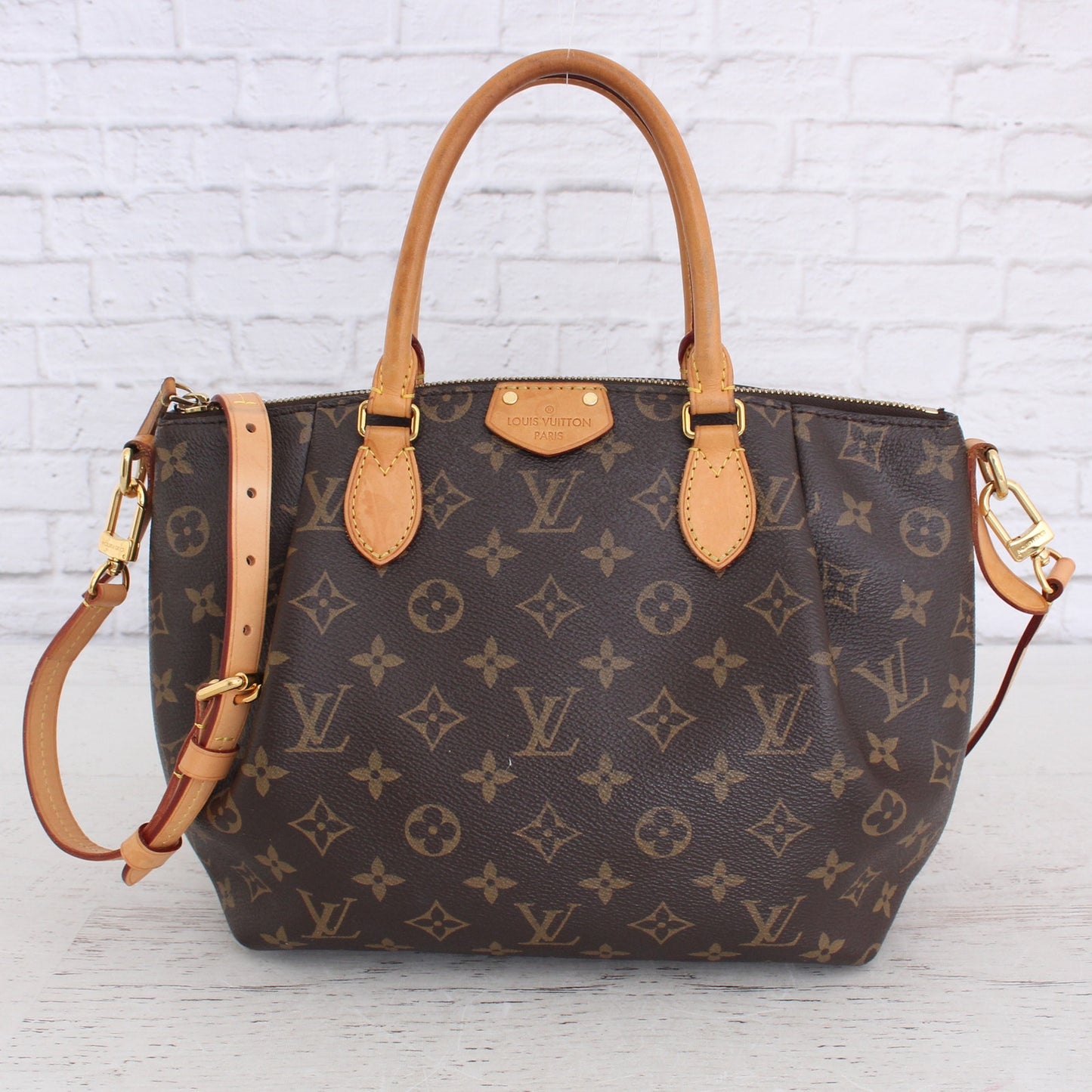 Louis Vuitton Turenne PM Monogram Crossbody Purse Canvas Satchel Brown