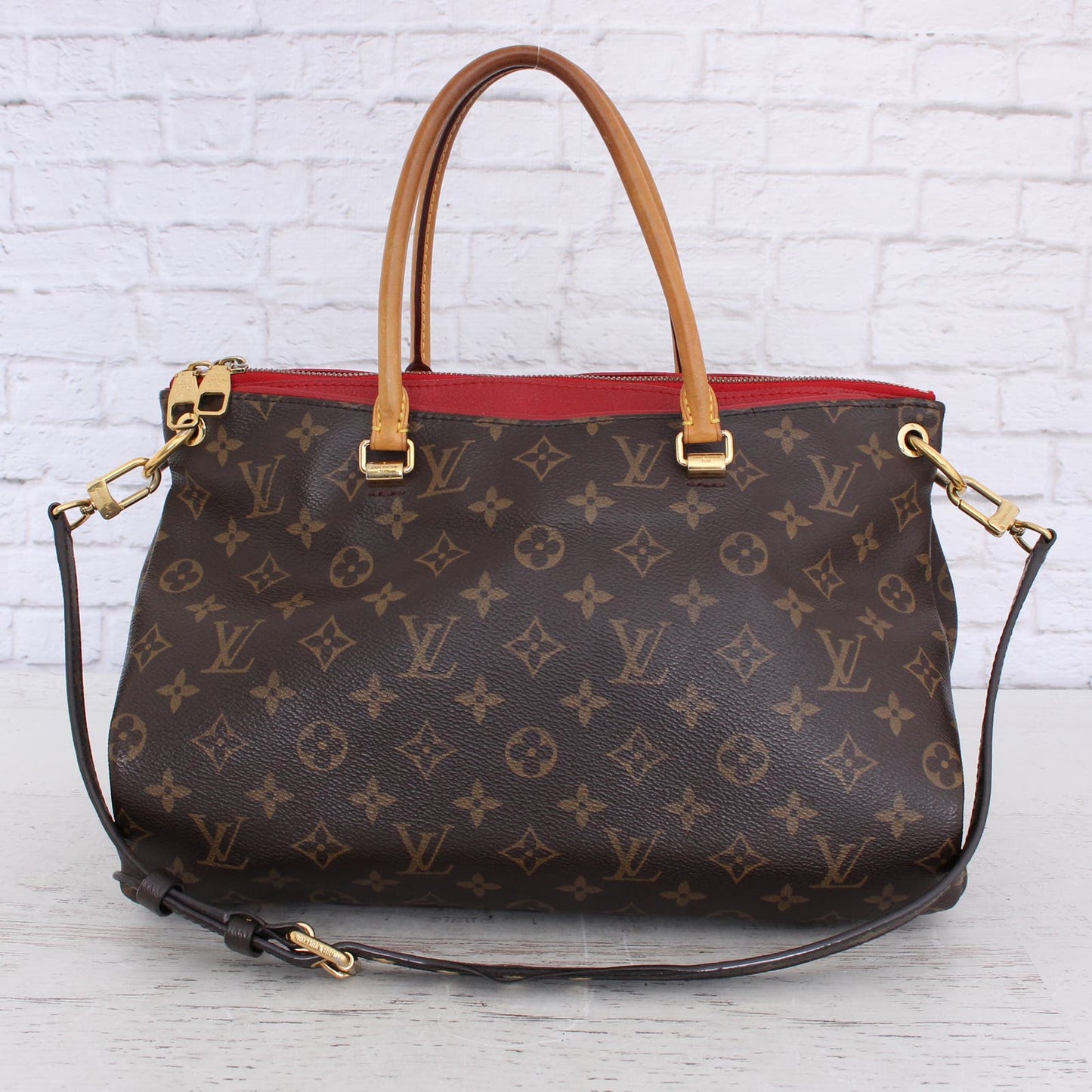 Louis Vuitton Pallas Cerise Red MM Monogram Shoulder Bag